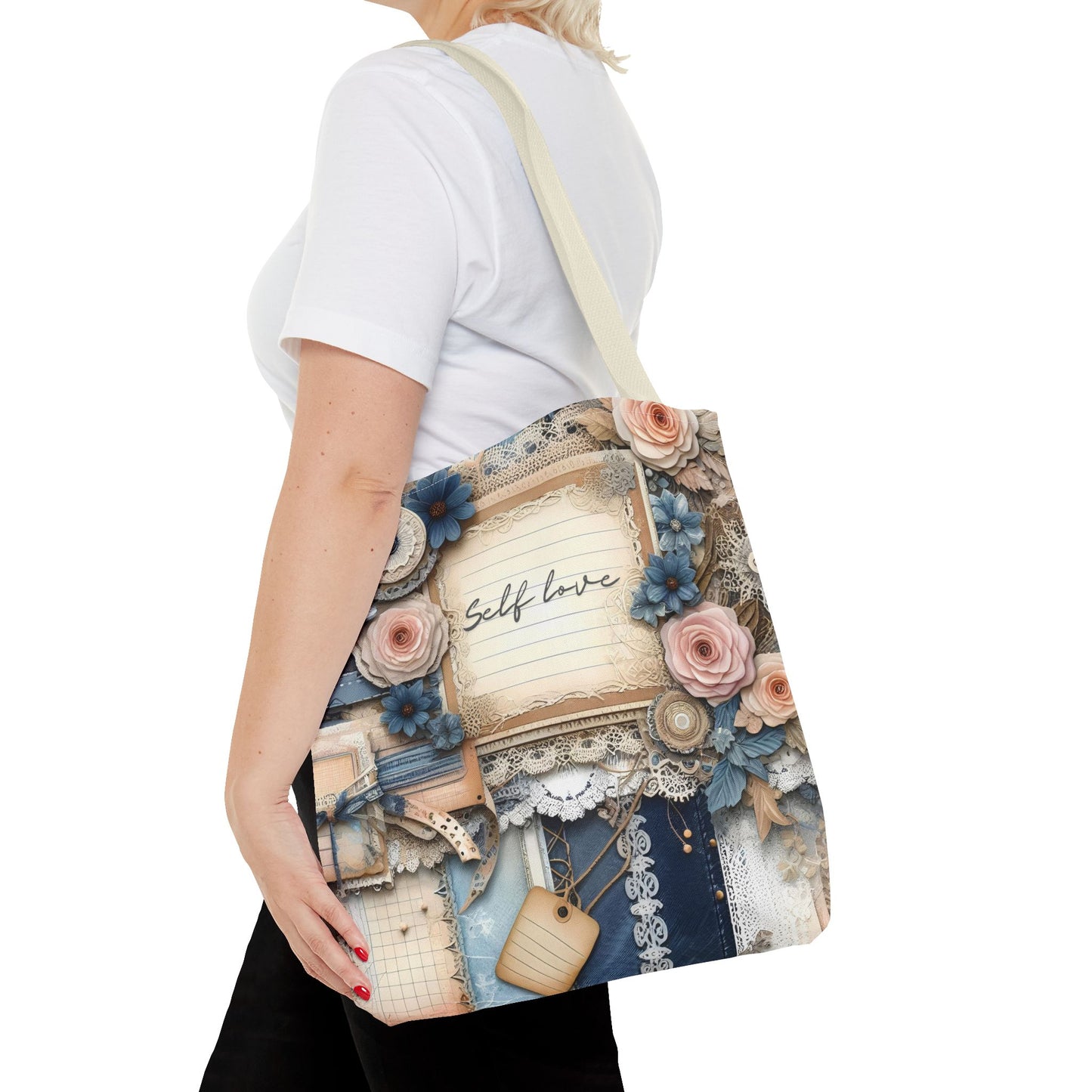 Self Love & Self Care Floral Tote Bag - Stylish & Inspirational Everyday Accessory