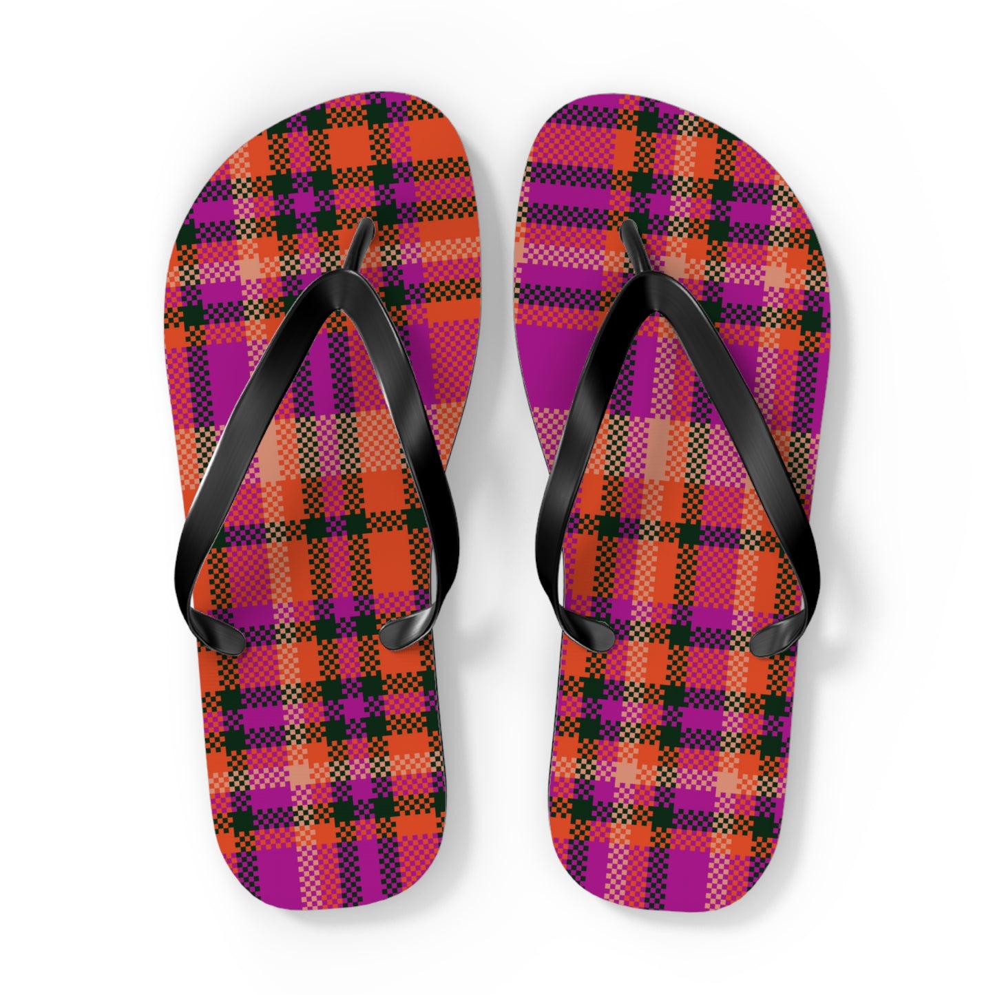 Vibrant Plaid Flip Flops - Perfect for Summer Fun and Casual Outings