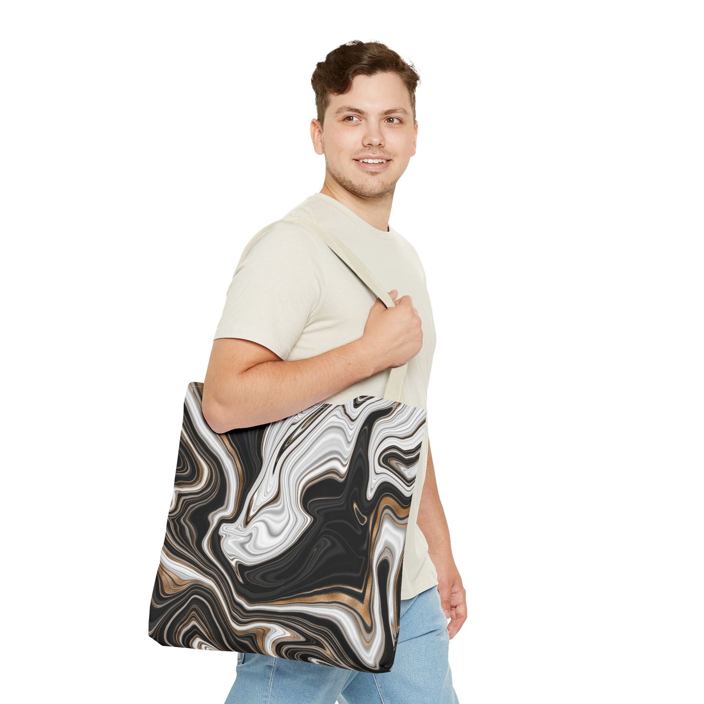 Chic Marble Print Tote Bag - Stylish Eco-Friendly Carryall for Everyday Use