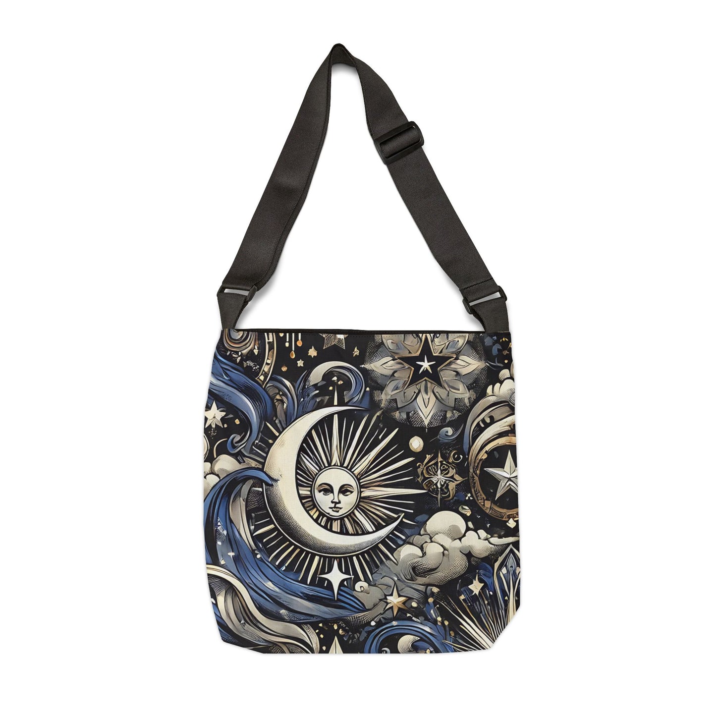 Celestial Dreams Adjustable Tote Bag - Moon & Stars Design