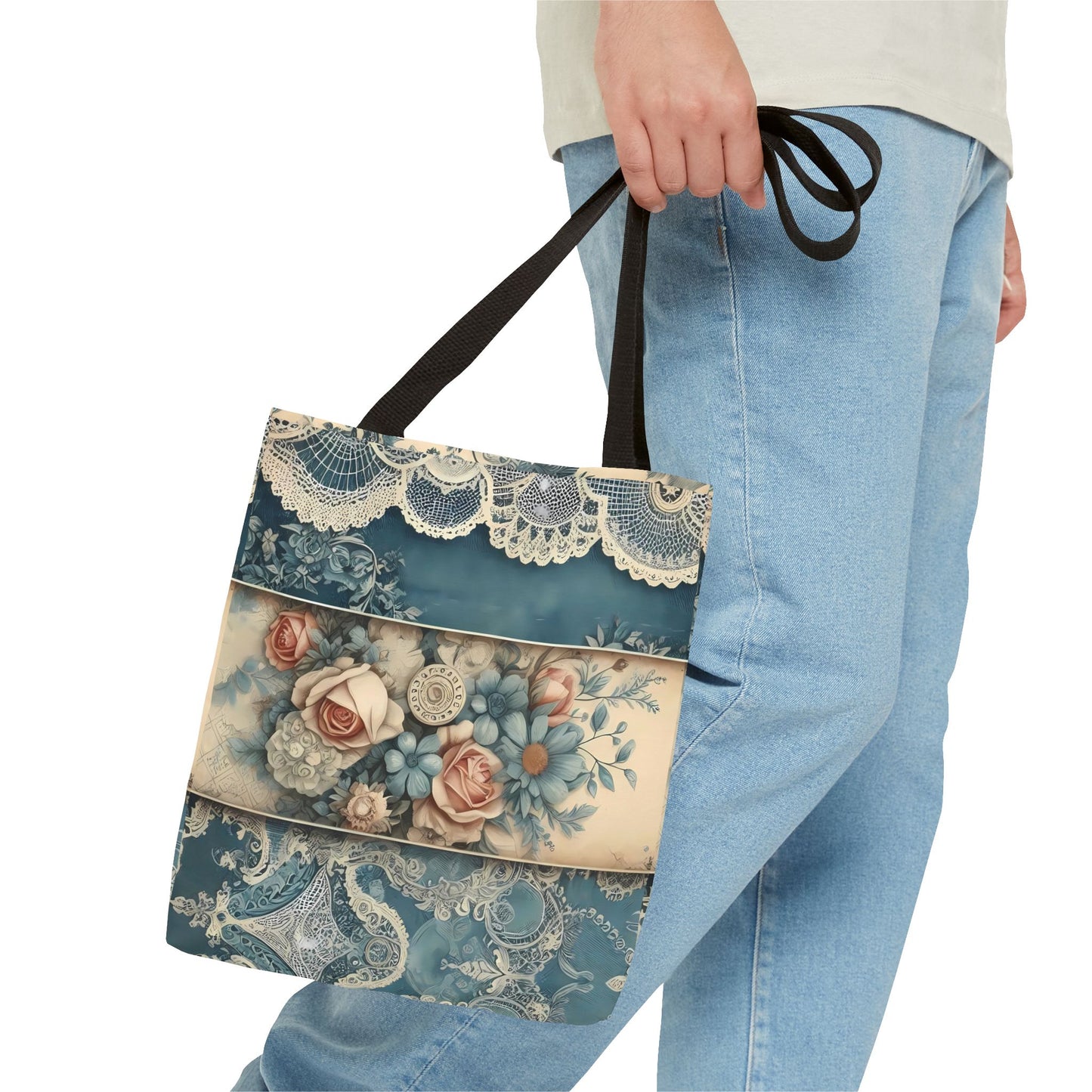 Elegant Floral Lace Tote Bag - Vintage Style for Everyday Use