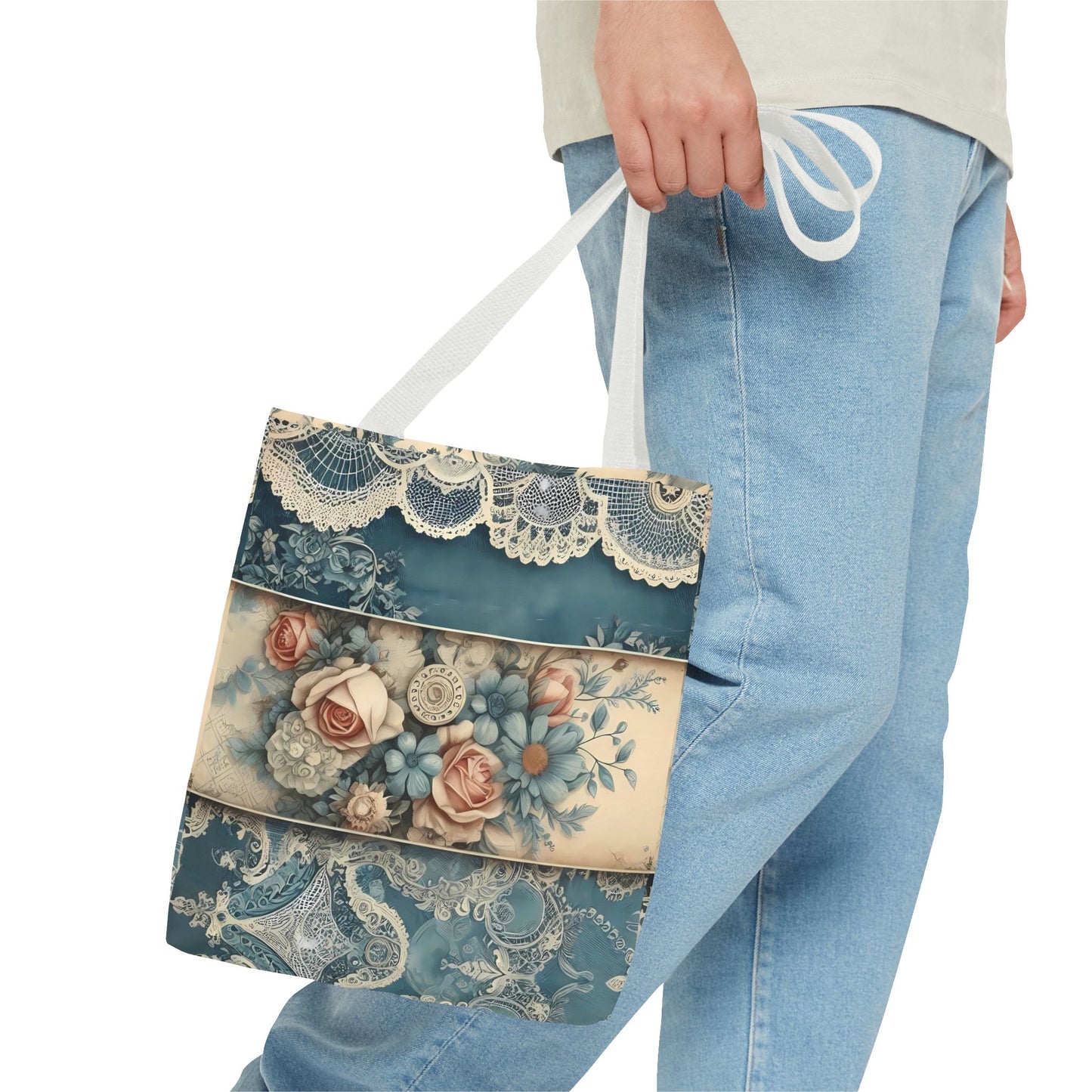 Elegant Floral Lace Tote Bag - Vintage Style for Everyday Use