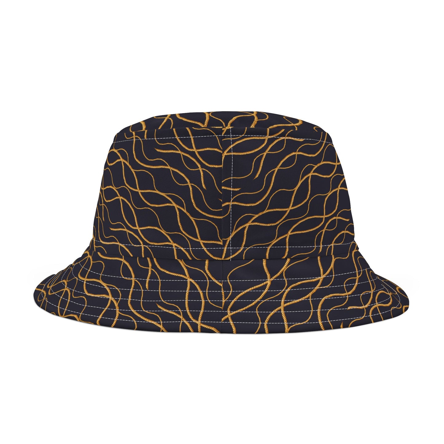 Classic Black Bucket Hat with Golden Rope Detailing