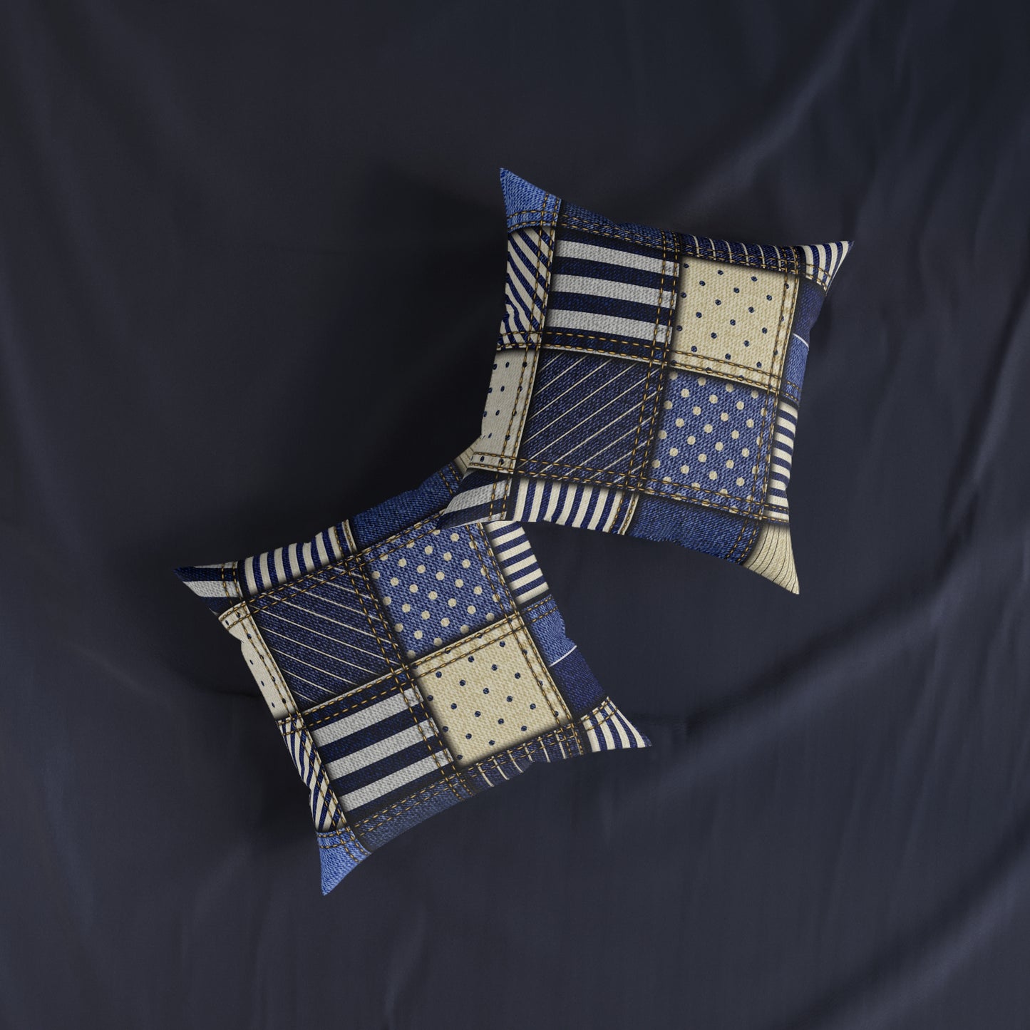 Square Pillow denim patches