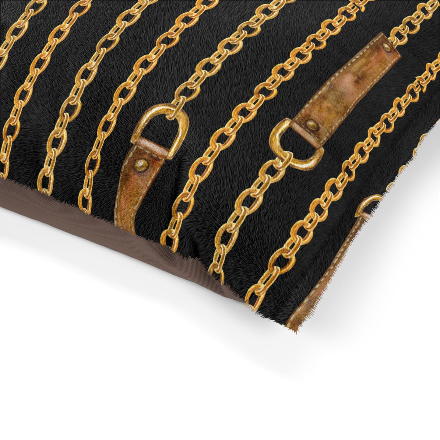 Pet Bed with Leather Straps Print – Stylish Comfort for Your Furry Friend