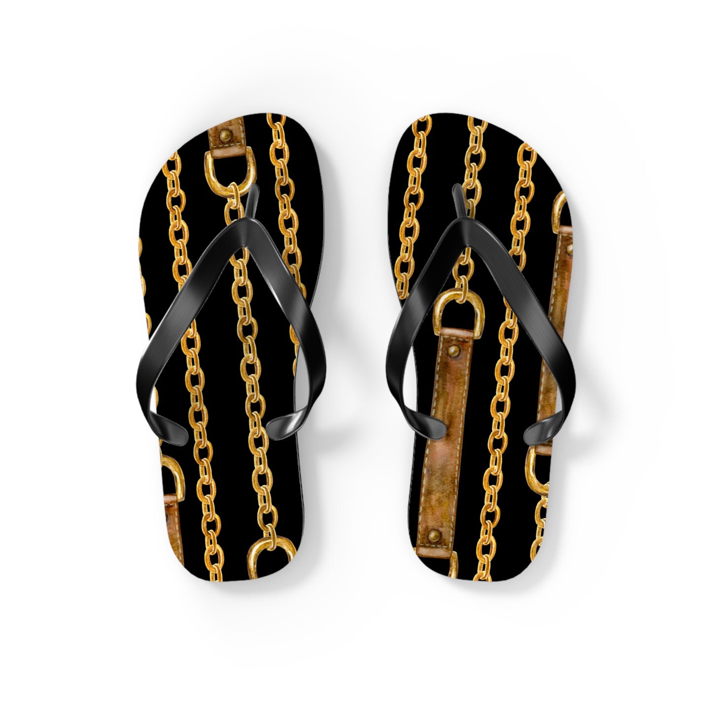 Chained Dreams Flip Flops - Trendy Summer Sandals with Bold Golden Chains