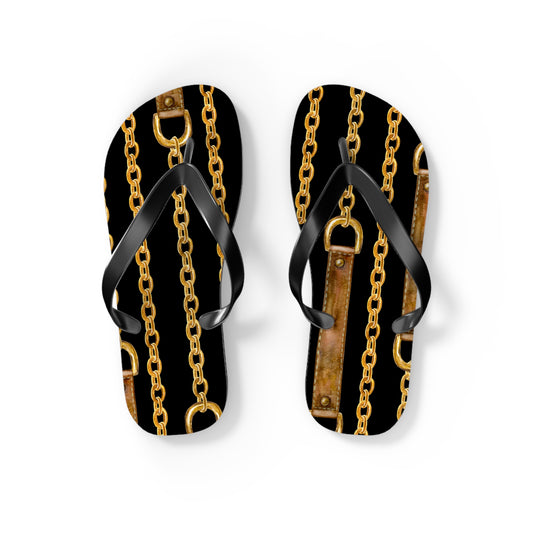 Chained Dreams Flip Flops - Trendy Summer Sandals with Bold Golden Chains