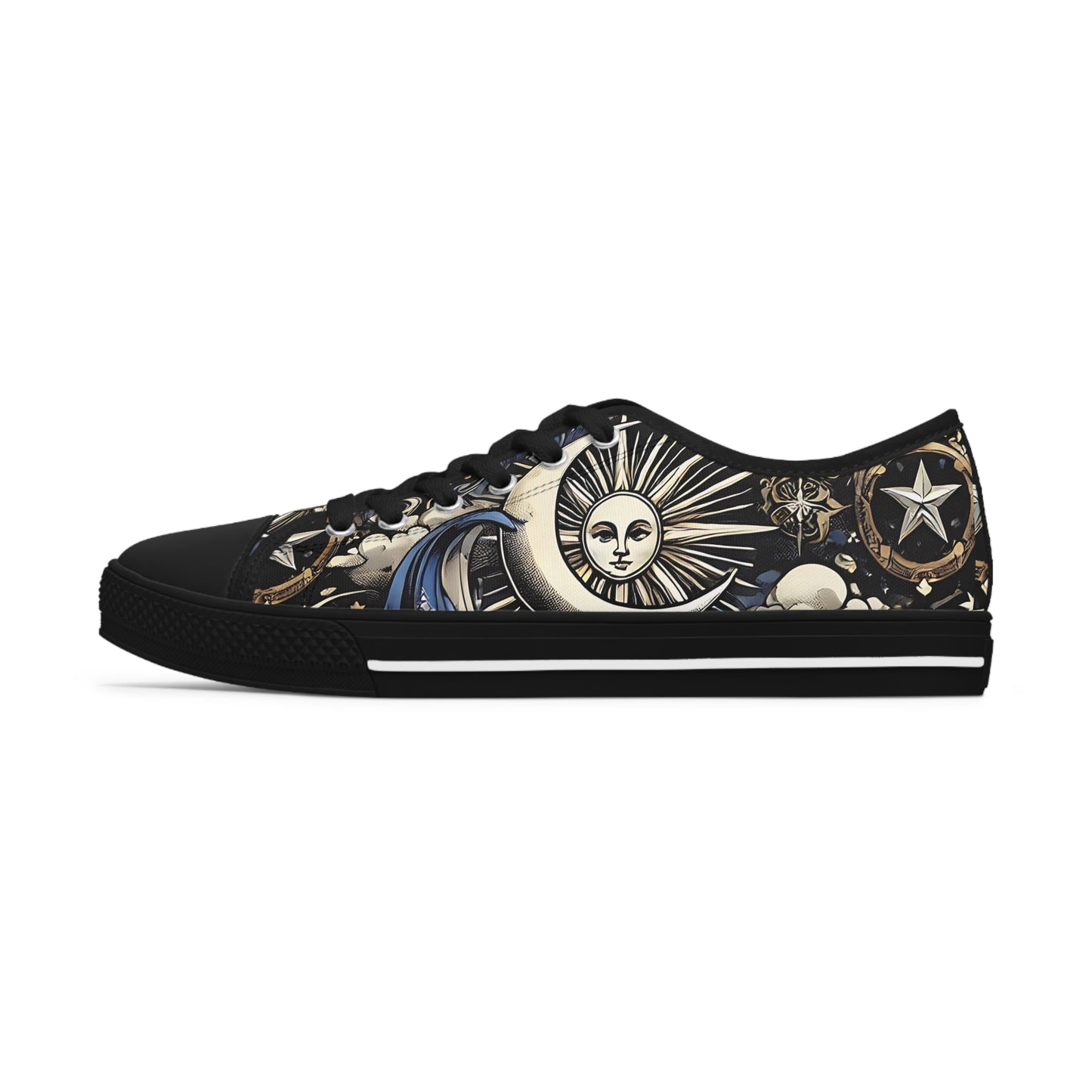 Cosmic Sun Graphic Low Top Sneakers for Women - Unique Style for Everyday Adventures