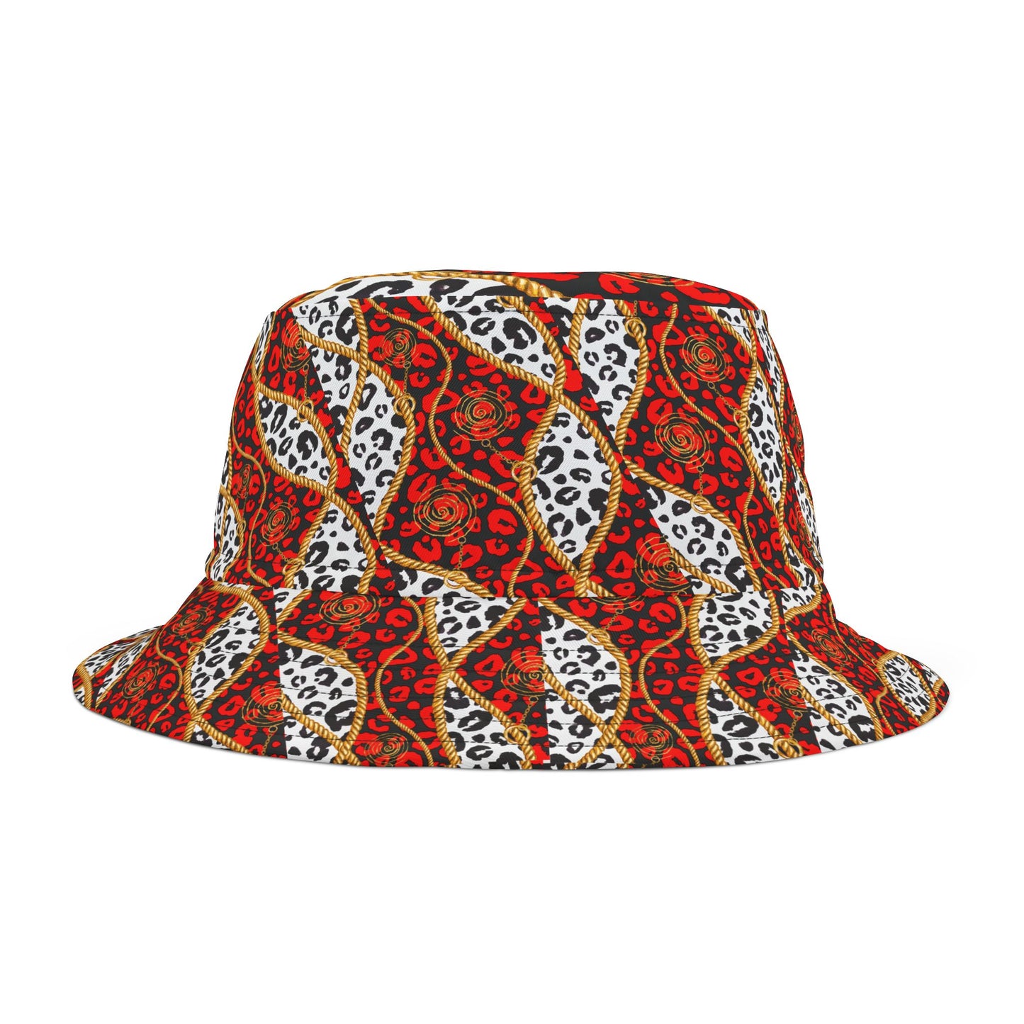 Leopard Print Bucket Hat with Chain Detailing - Fierce and Stylish