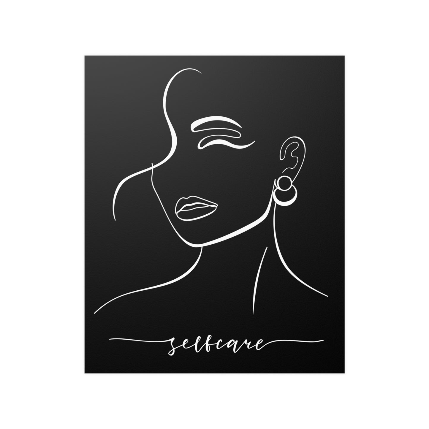 Wall Art Feminine Face Line Art "Self-Care" Satin Posters (210gsm)