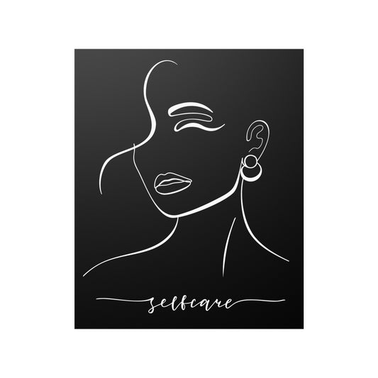 Wall Art Feminine Face Line Art "Self-Care" Satin Posters (210gsm)