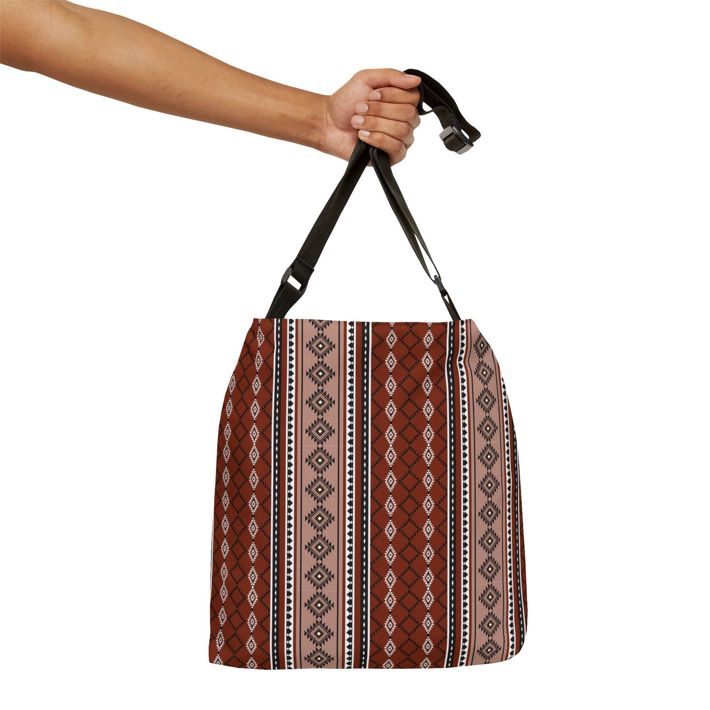 Boho-Chic Adjustable Tote Bag with Geometric Pattern