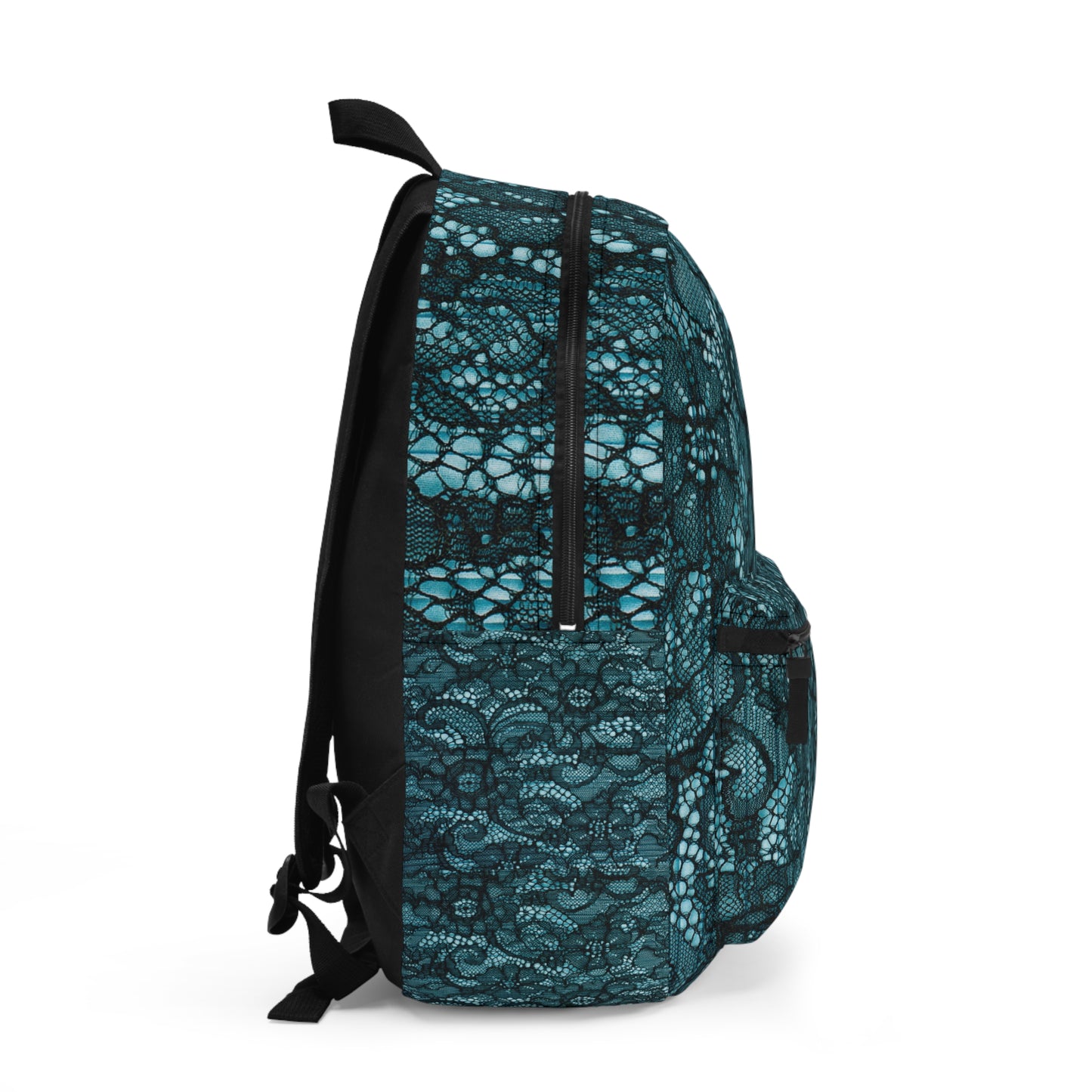 Vintage Backpack with Teal Lace Print-Timeless & Elegant Fashion Accessory