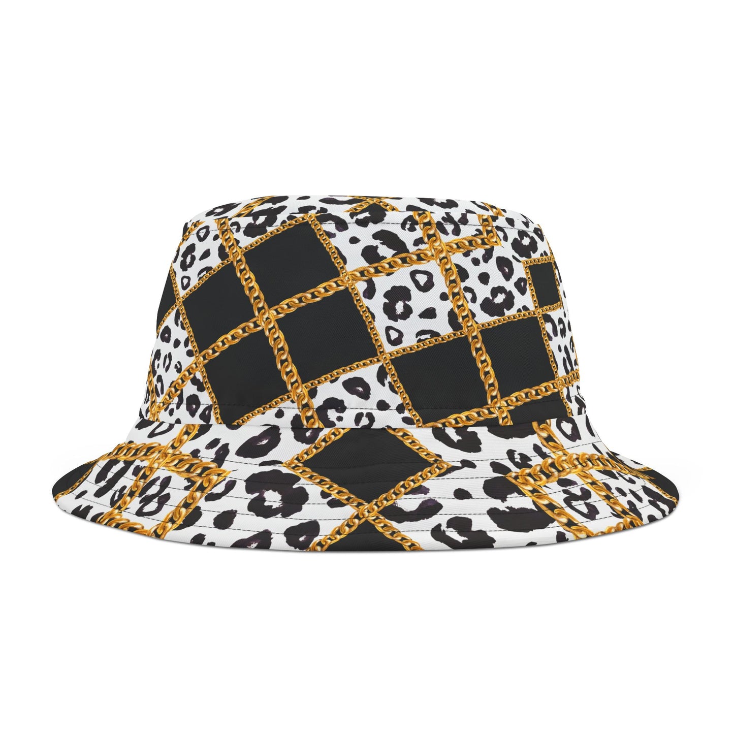 Leopard and Chain Bucket Hat - Bold Animal Print Meets Luxe