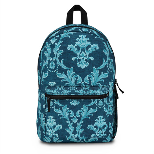 Backpack Ornate Print Teal Vintage Charm