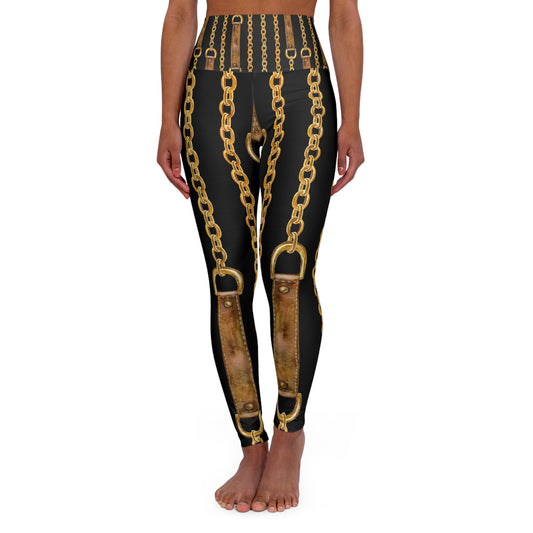 Bold Chain Print High Waisted Yoga Leggings for Fierce Fitness Style