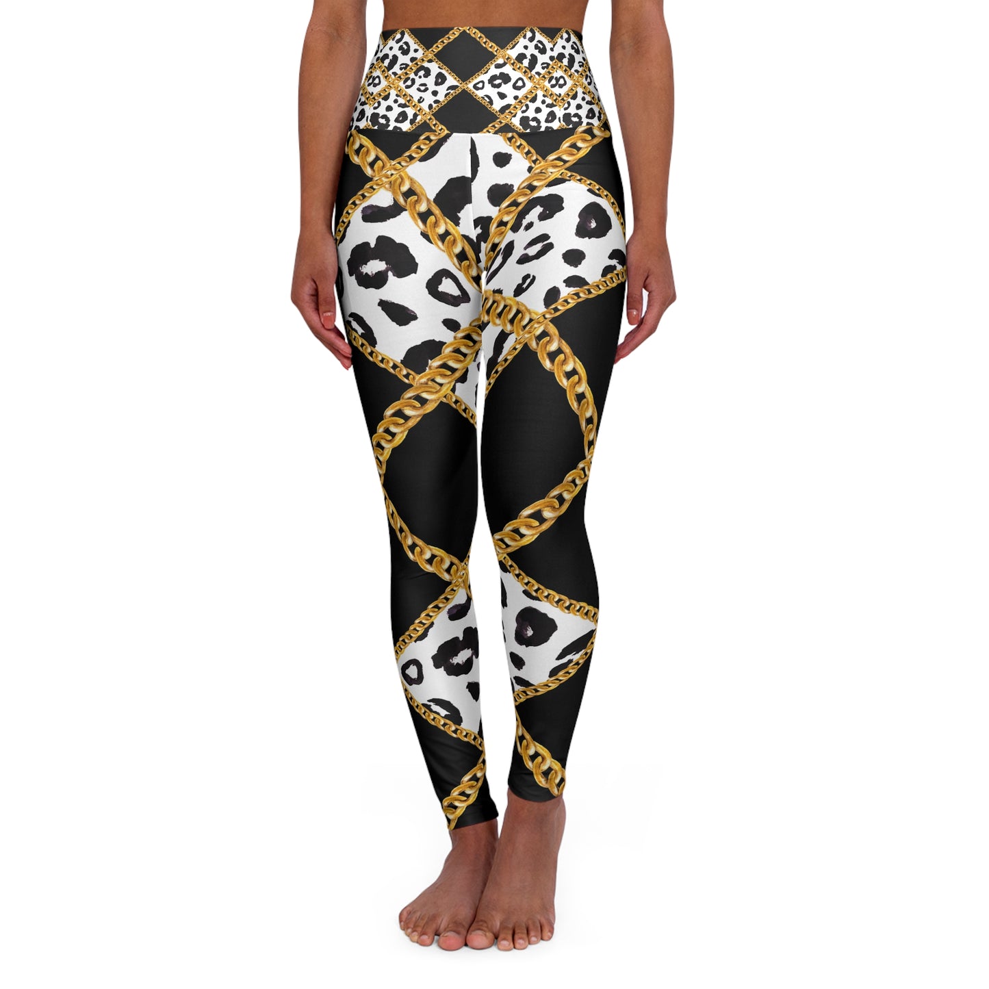 Chic Animal Print High Waisted Yoga Leggings - Stylish Workout Fashion for Active Women