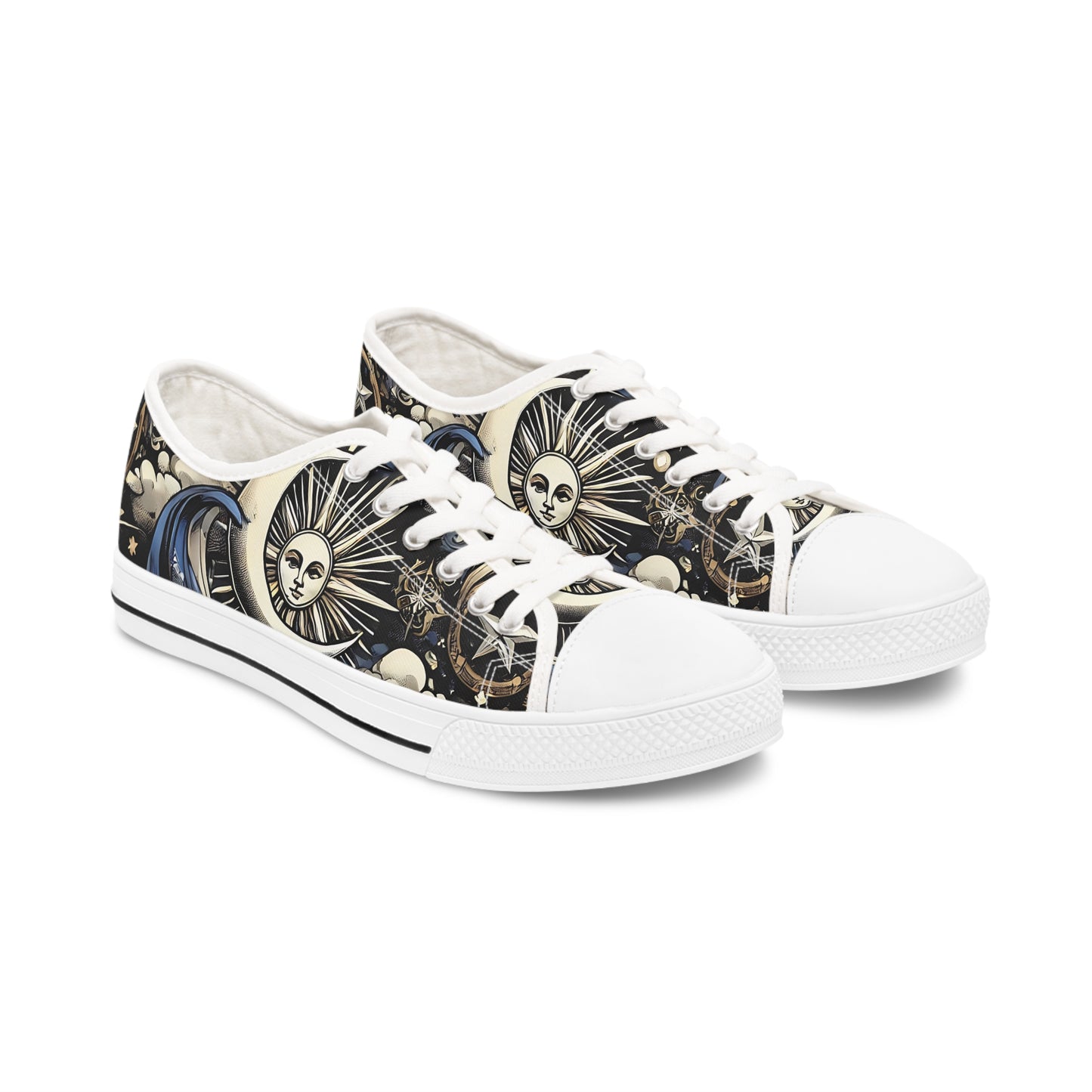 Cosmic Sun Graphic Low Top Sneakers for Women - Unique Style for Everyday Adventures