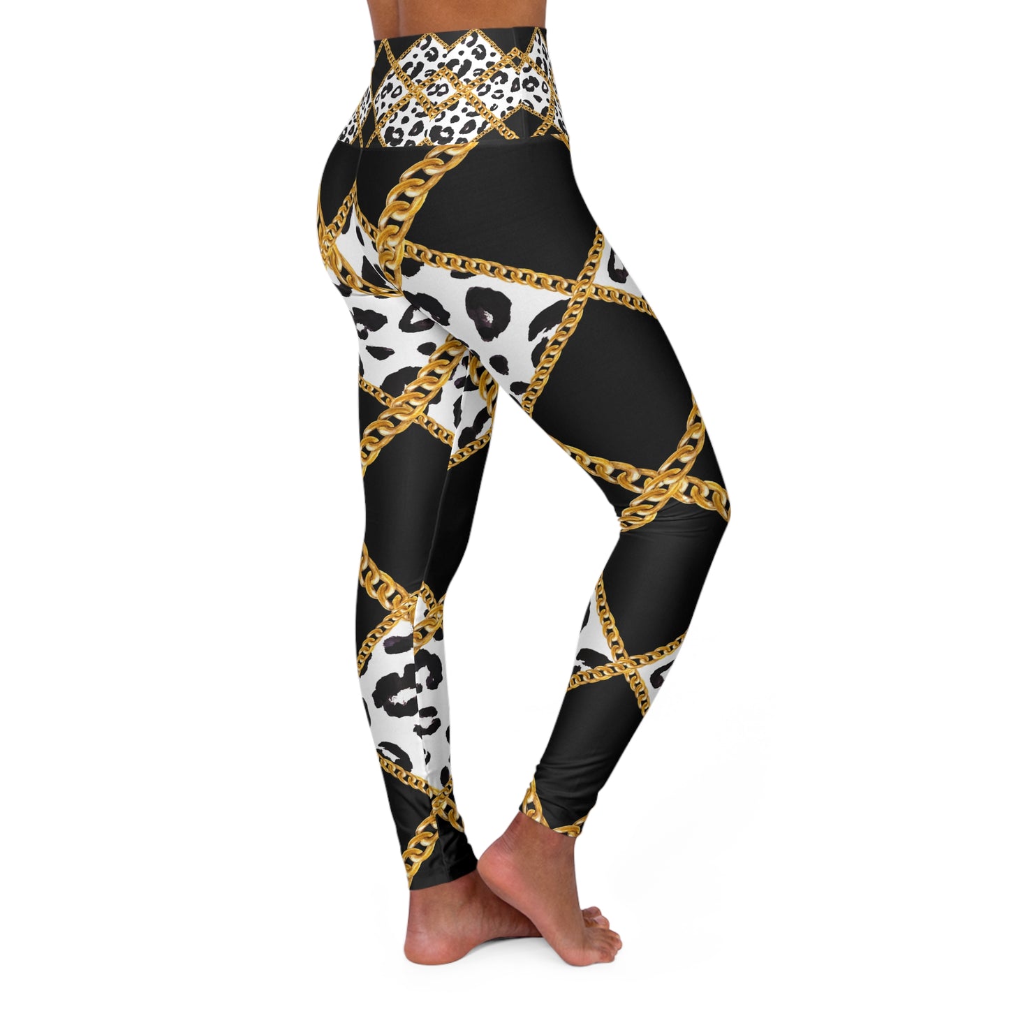 Chic Animal Print High Waisted Yoga Leggings - Stylish Workout Fashion for Active Women