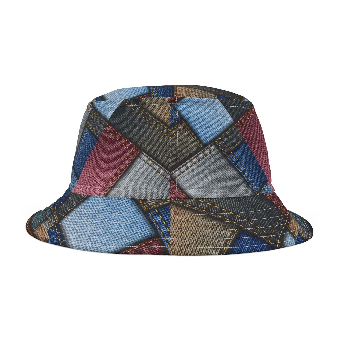 Retro Patchwork Denim Bucket Hat - Stylish & Fun Accessory