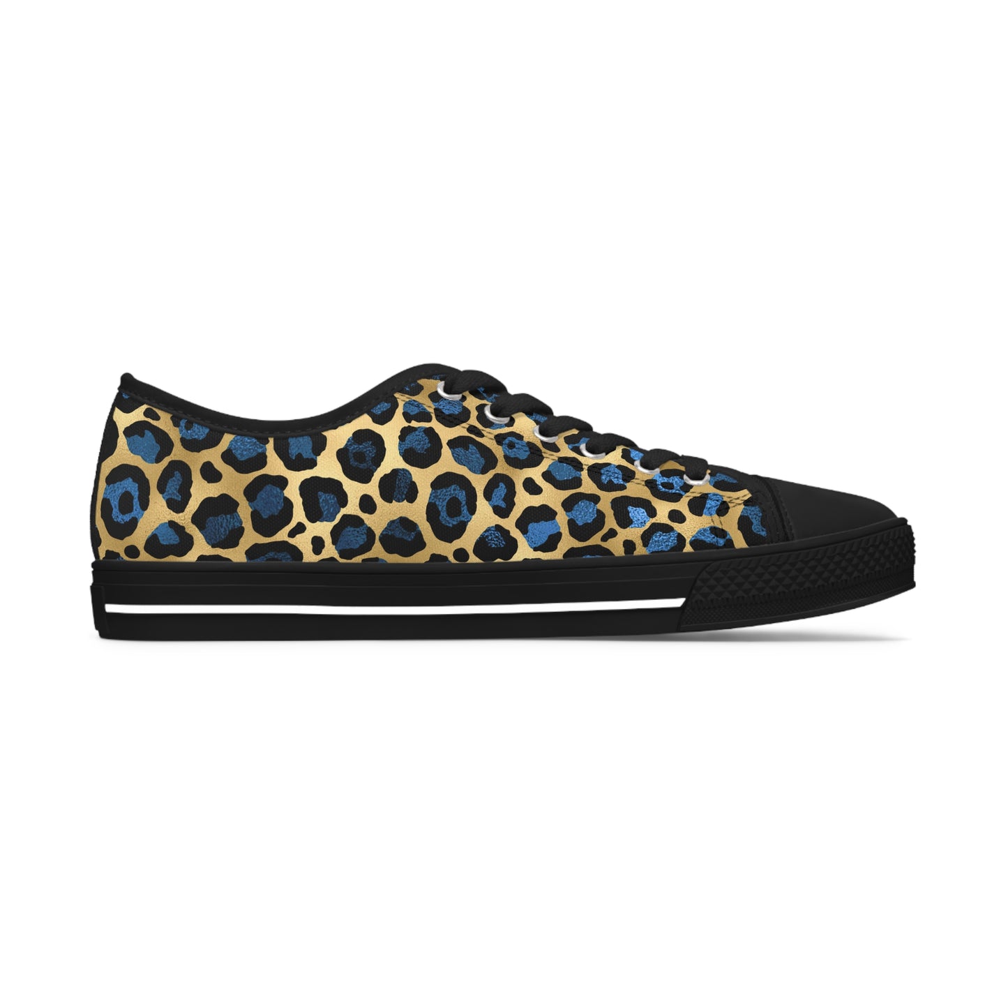 Wildly Stylish Women's Low Top Sneakers - Leopard Print with Blue Accents