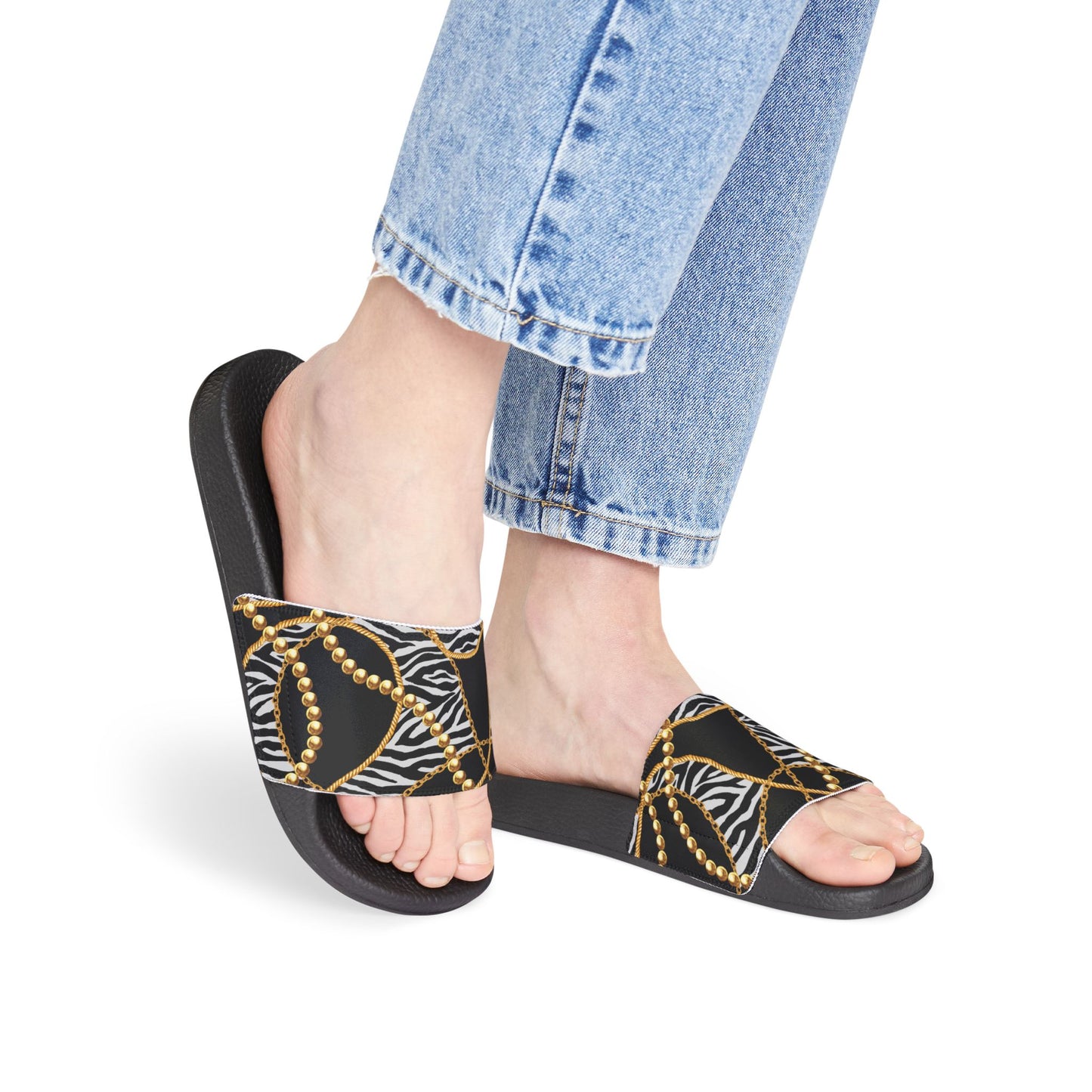 Stylish Women’s Removable-Strap Sandals with Chic Zebra Print