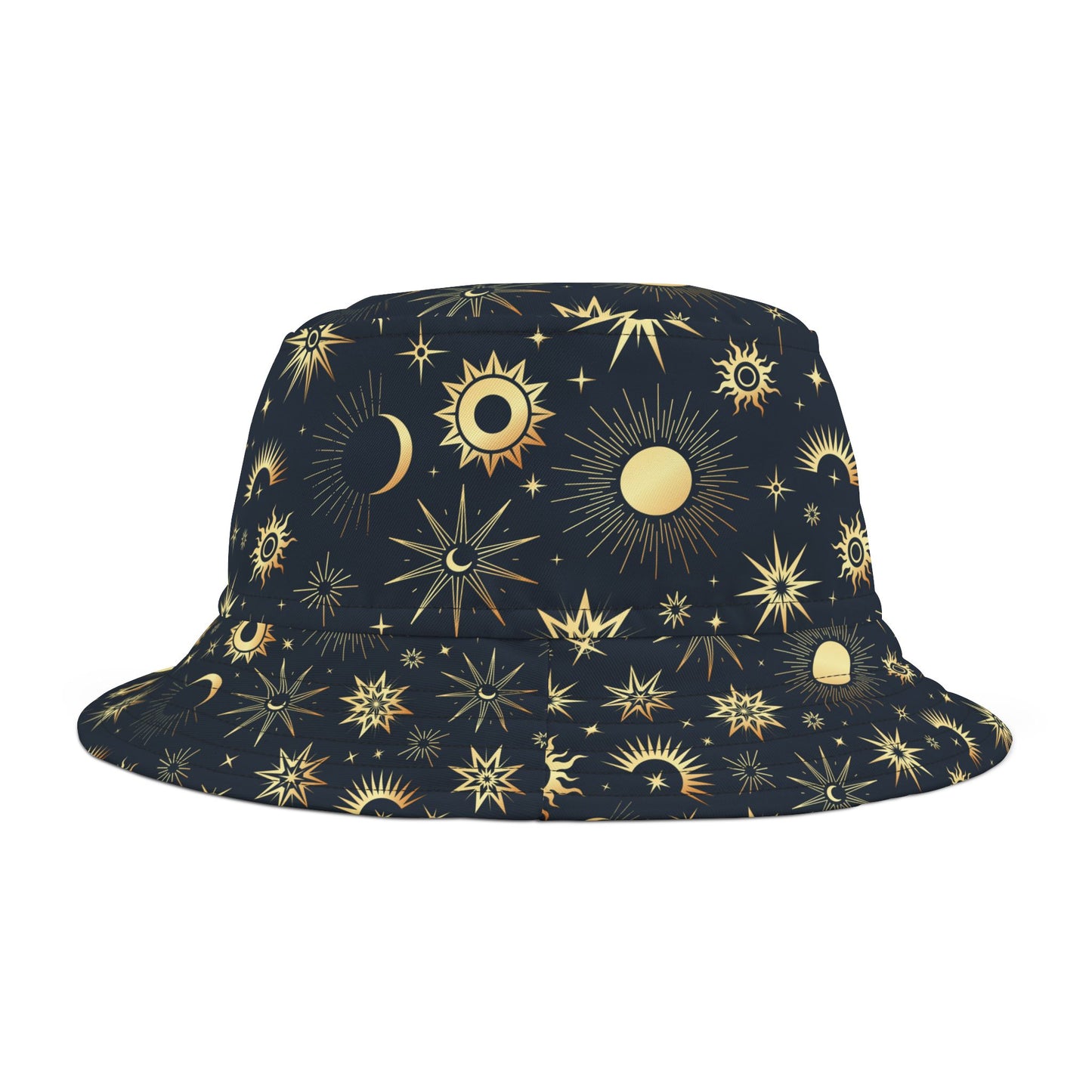 Celestial Pattern Bucket Hat - Sun and Moon Design for Summer Style