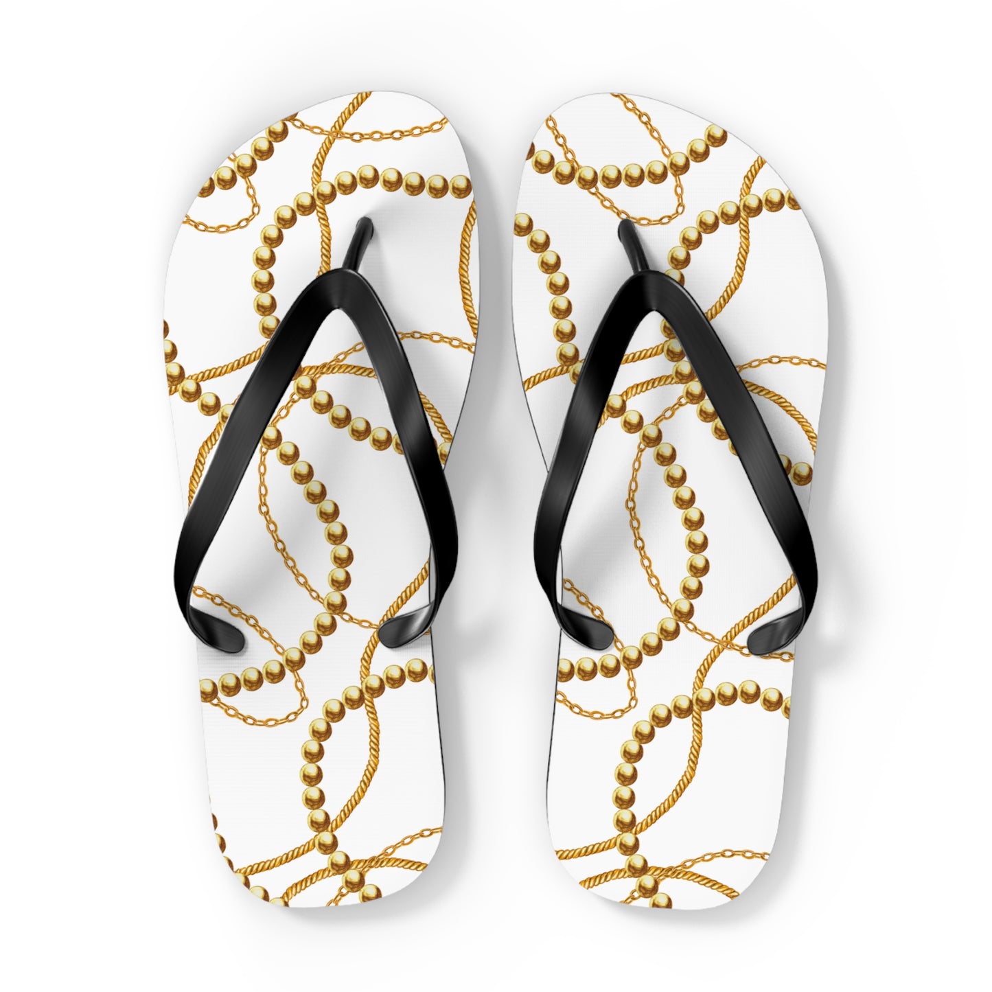 Chic Gold Bead Pattern Flip Flops - Stylish Summer Sandals for Beach & Pool