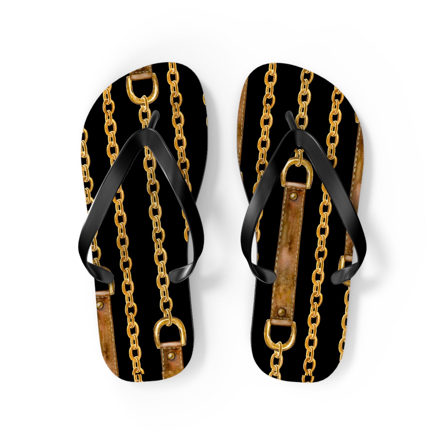 Chained Dreams Flip Flops - Trendy Summer Sandals with Bold Golden Chains