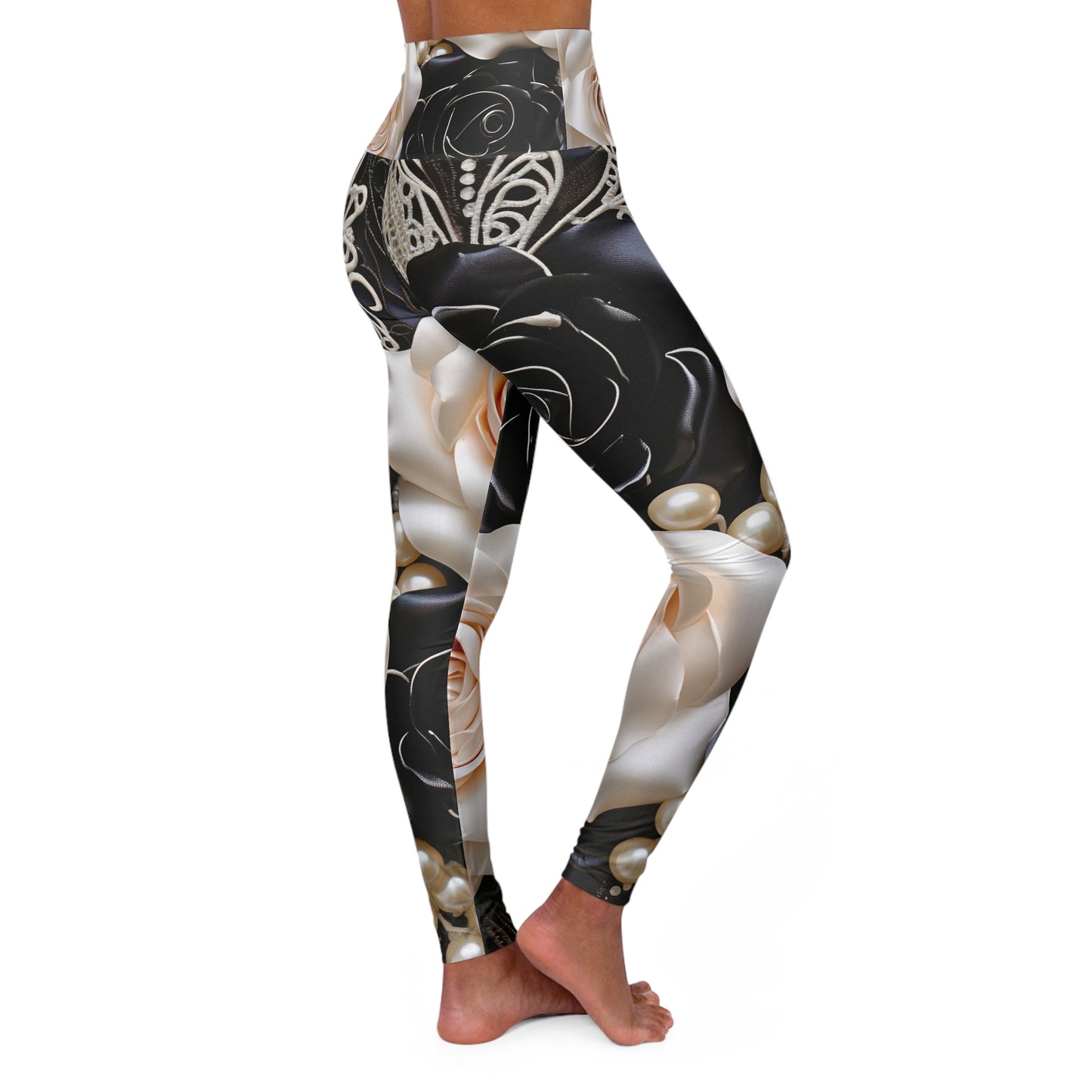 Elegant Floral High Waisted Yoga Leggings for Comfortable Workouts