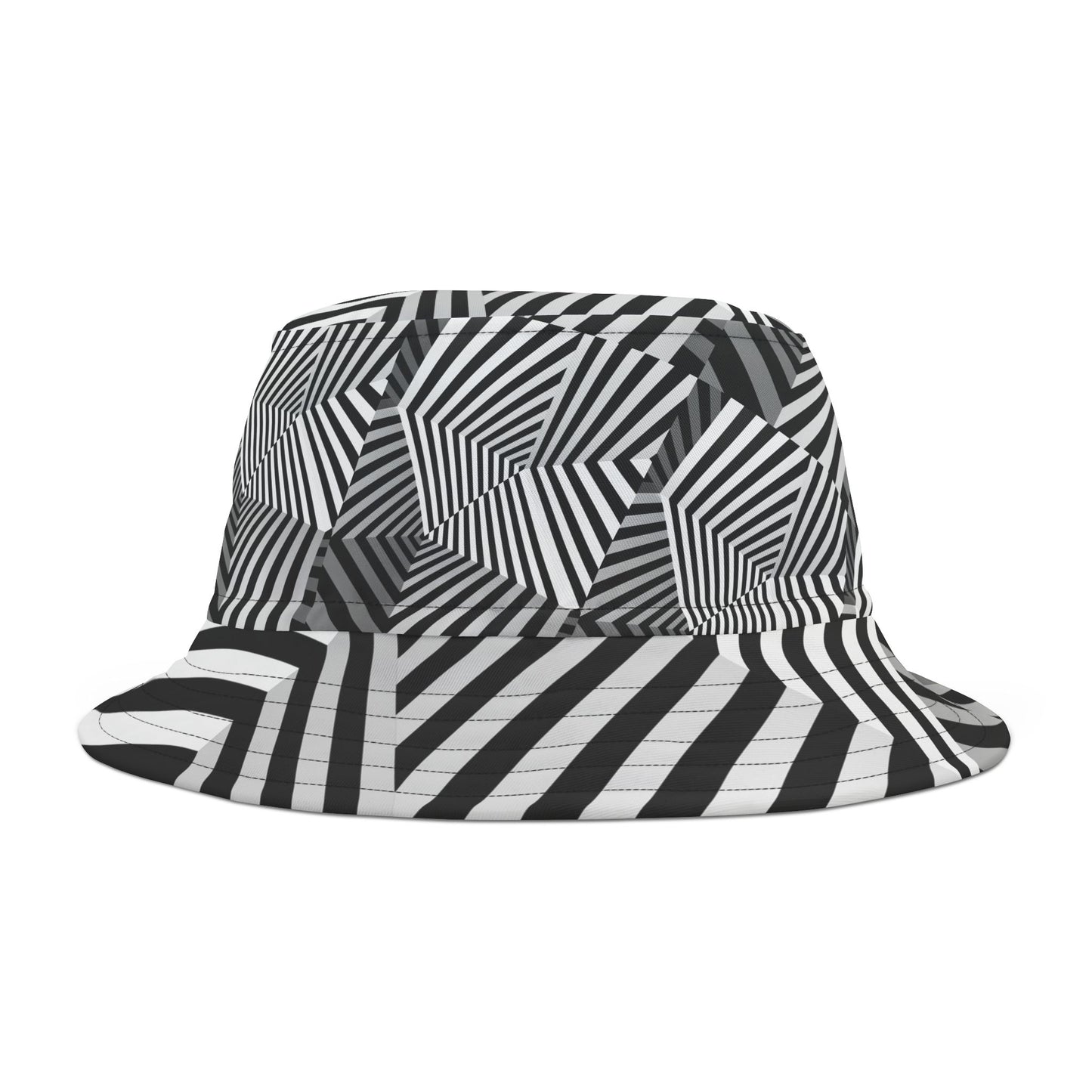 Stylish Geometric Bucket Hat - Trendy Black and White Design for Summer