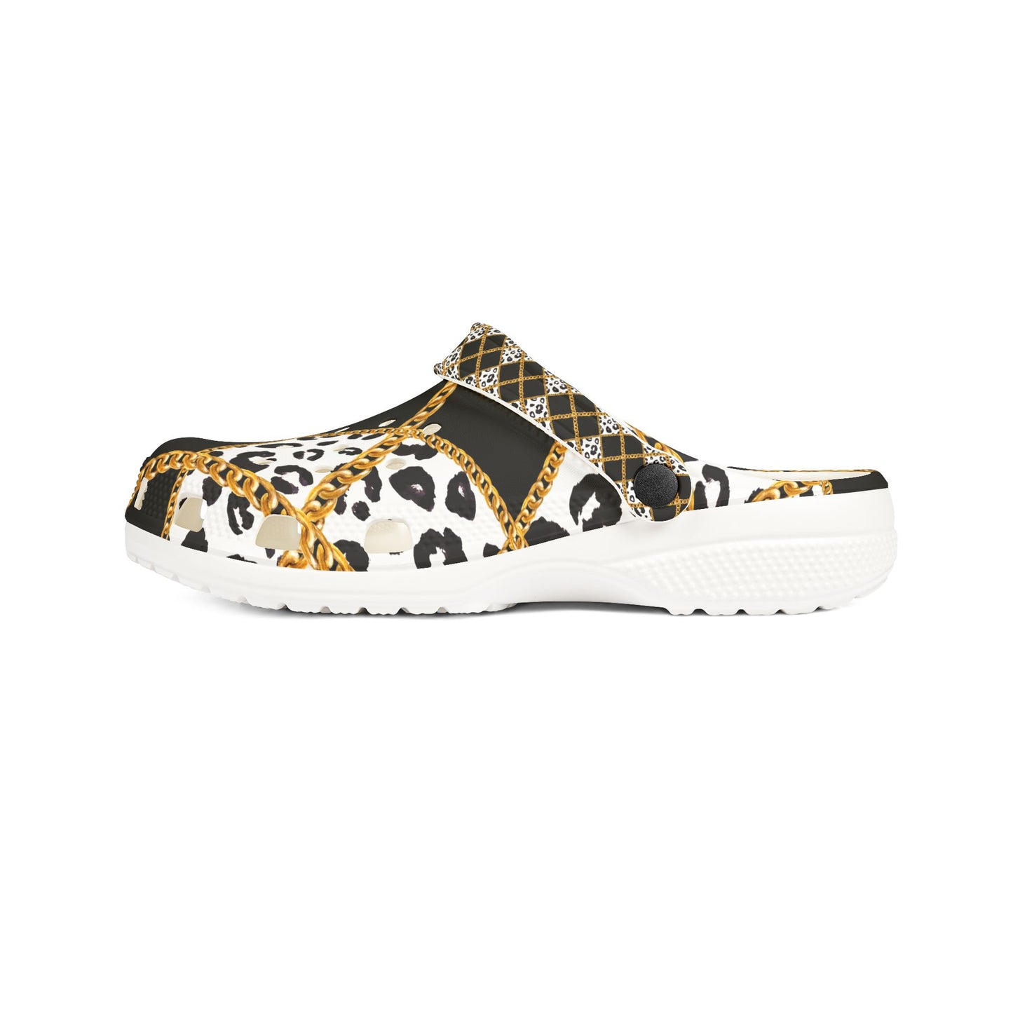 Stylish EVA Foam Leopard Print Clogs with Chain Design