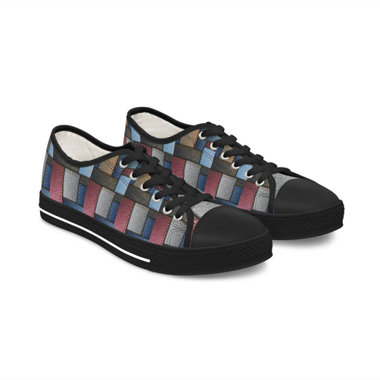 Stylish Women's Low Top Sneakers - Colorful Geometric Design for Casual Comfort