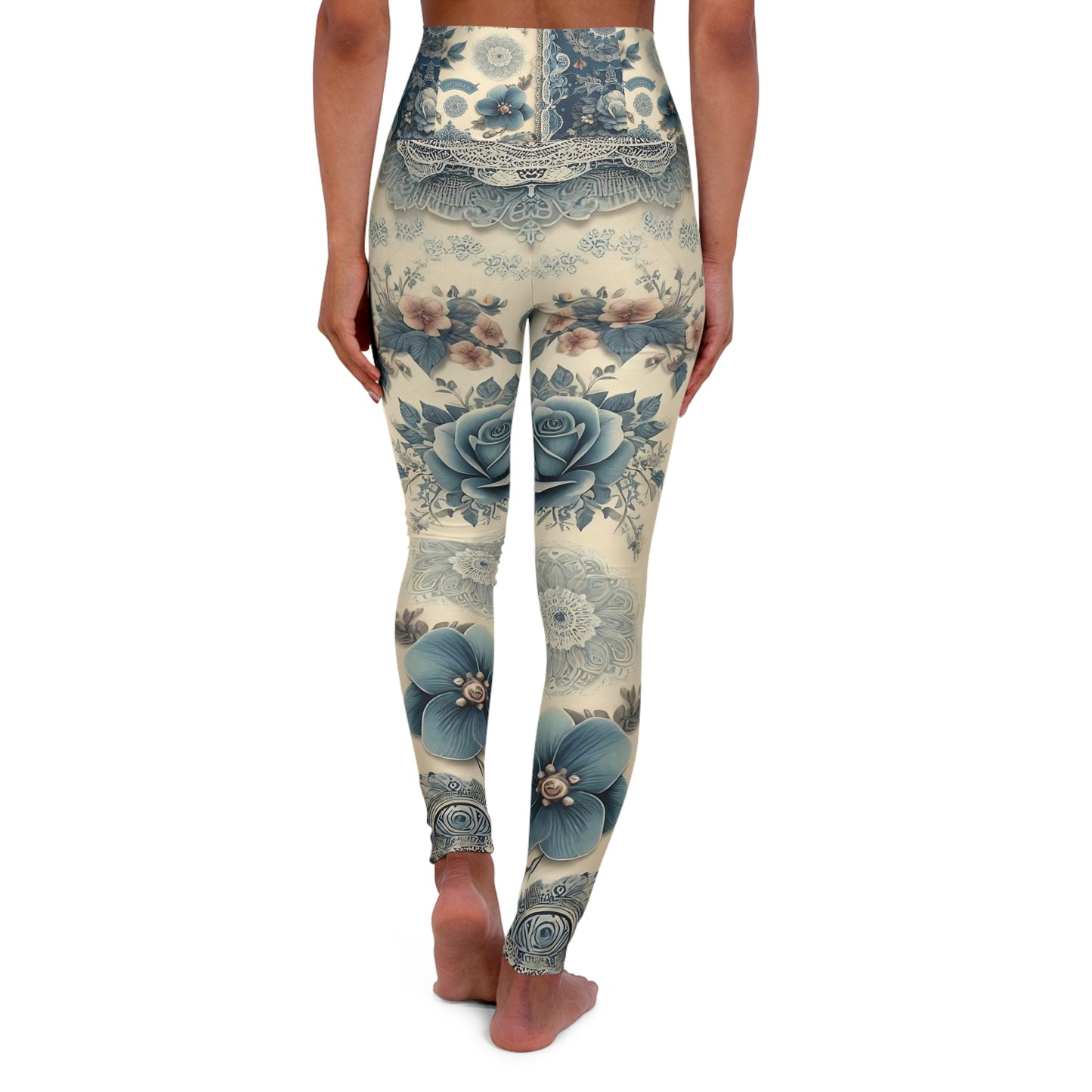 Elegant Floral High Waisted Yoga Leggings - Comfortable Activewear for Fitness and Style