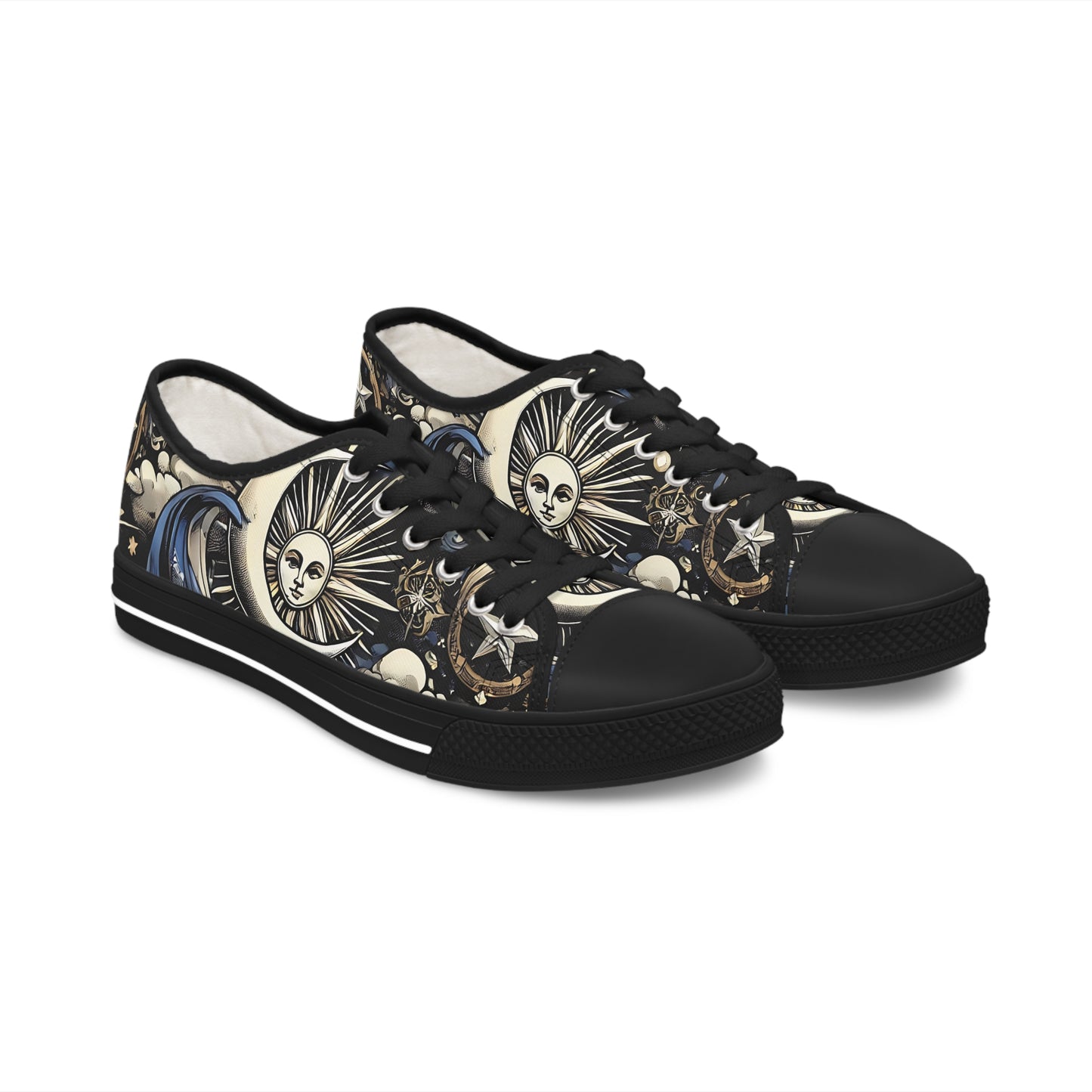 Cosmic Sun Graphic Low Top Sneakers for Women - Unique Style for Everyday Adventures