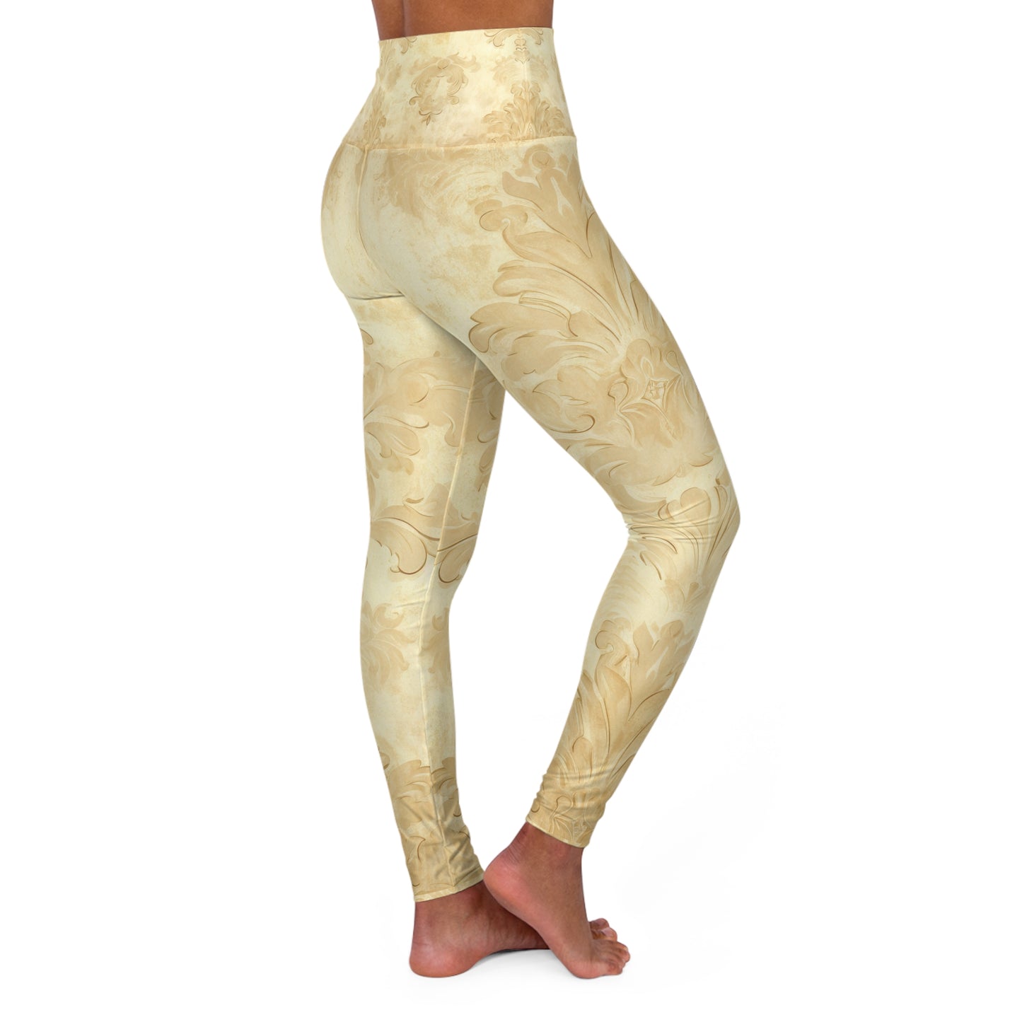 Elegant High Waisted Yoga Leggings - Floral Pattern for Comfort and Style