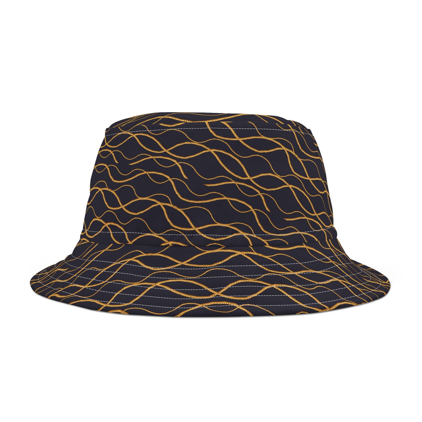 Classic Black Bucket Hat with Golden Rope Detailing