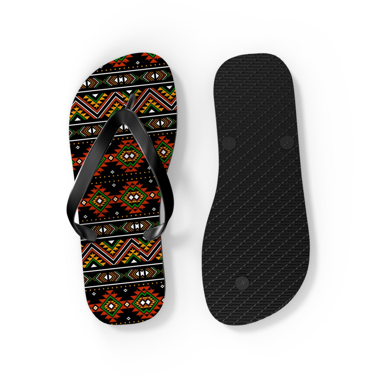 Vibrant Tribal Pattern Flip Flops - Stylish Summer Sandals for Beach Days