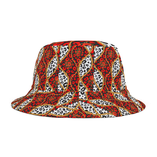 Leopard Print Bucket Hat with Chain Detailing - Fierce and Stylish