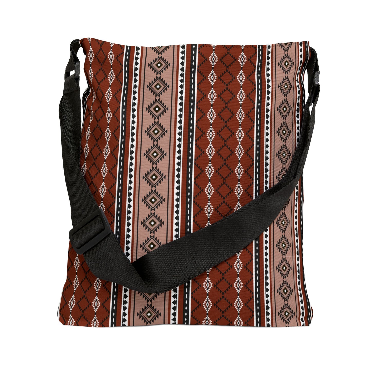 Boho-Chic Adjustable Tote Bag with Geometric Pattern