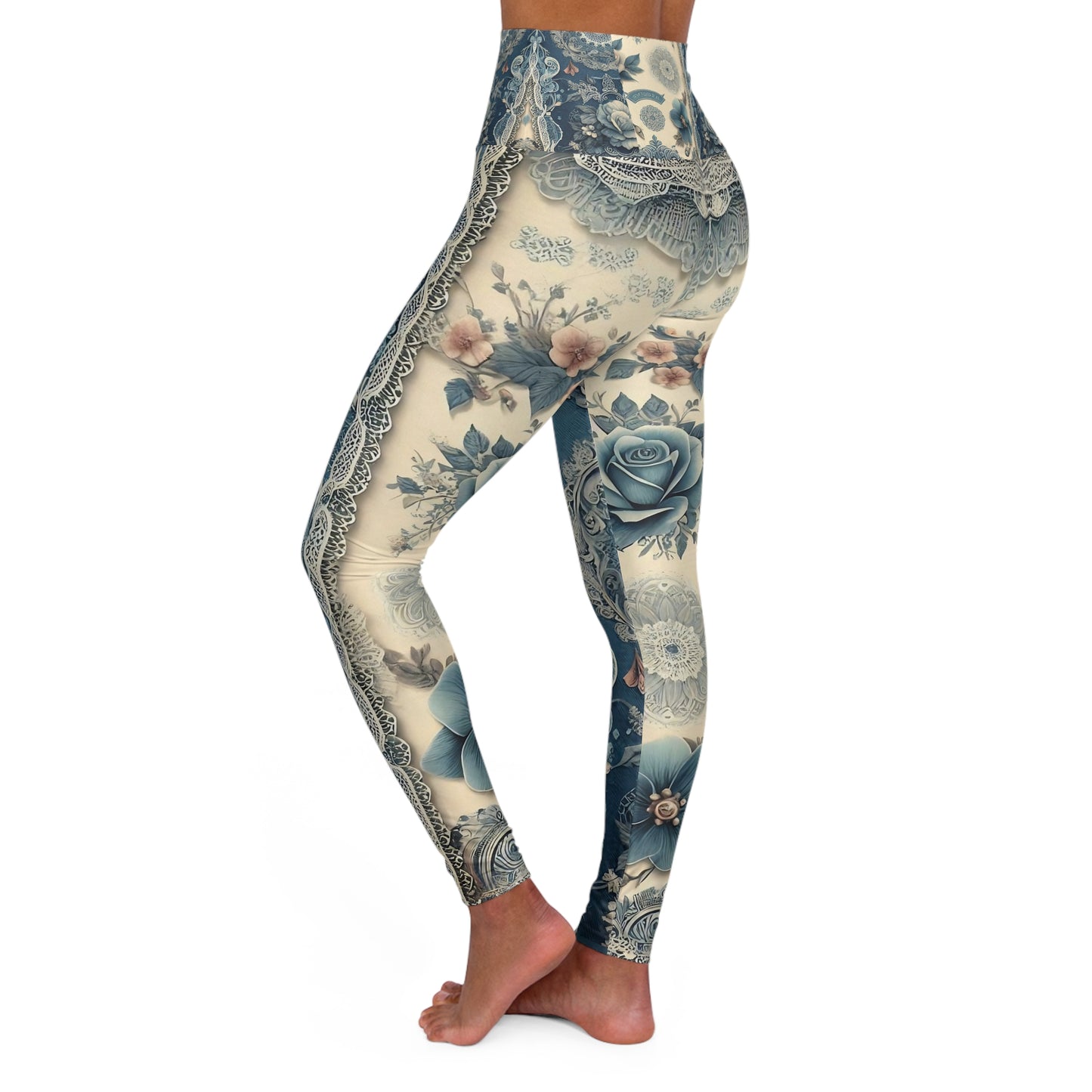 Elegant Floral High Waisted Yoga Leggings - Comfortable Activewear for Fitness and Style