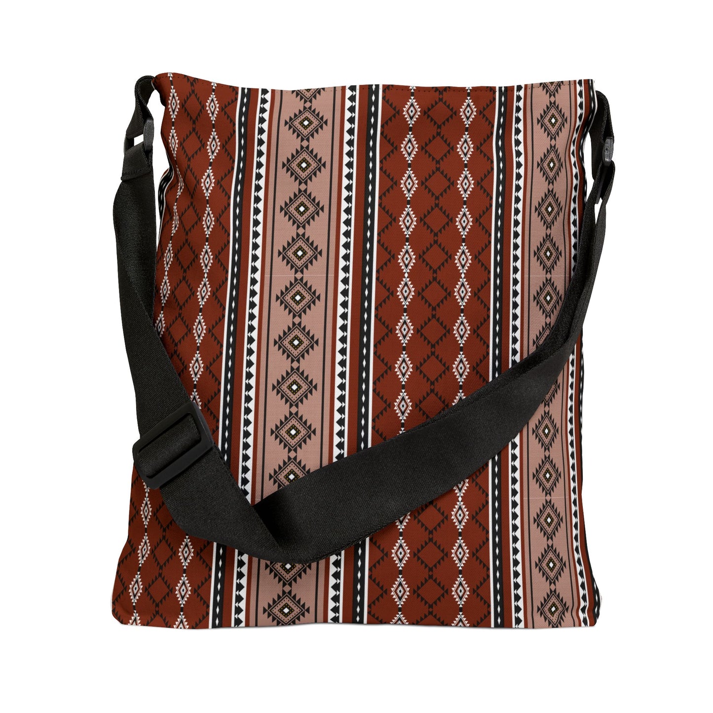 Boho-Chic Adjustable Tote Bag with Geometric Pattern