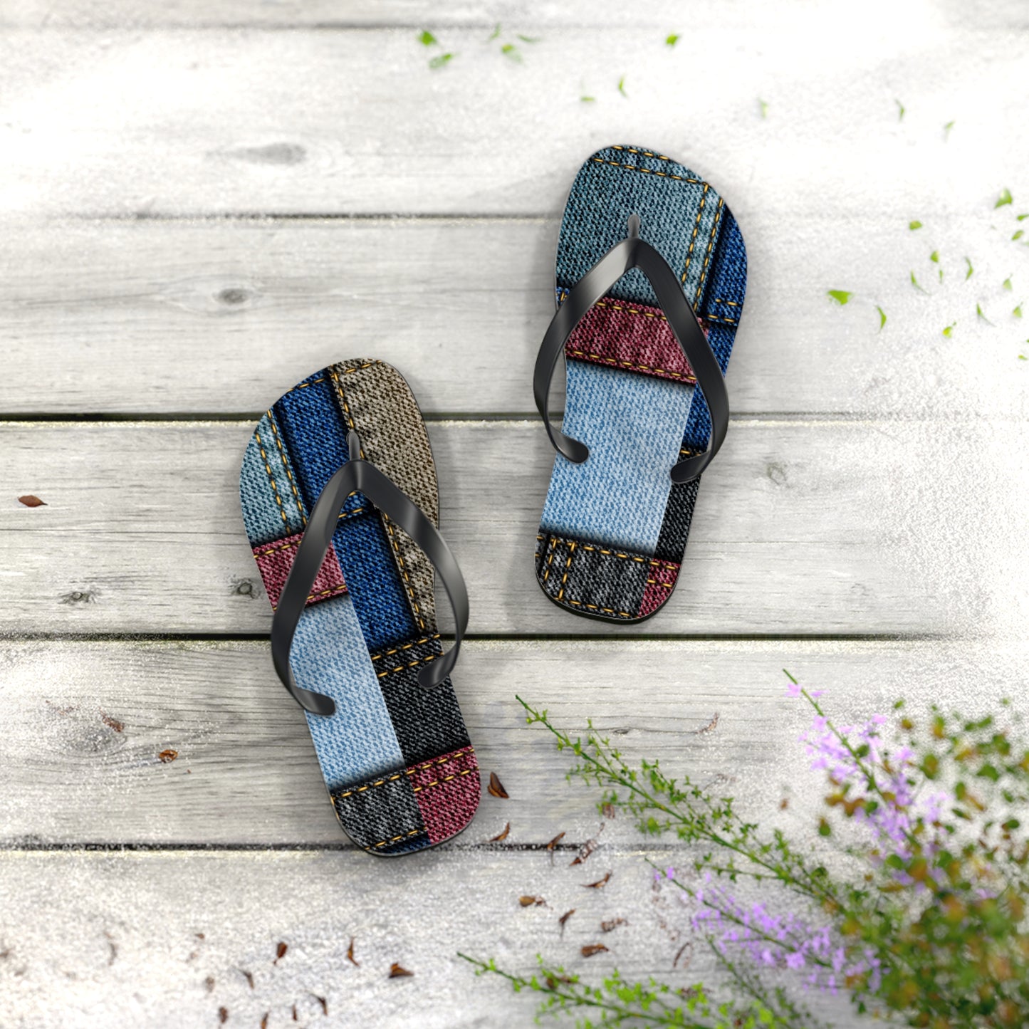 Stylish Denim Patch Flip Flops for Summer Adventures