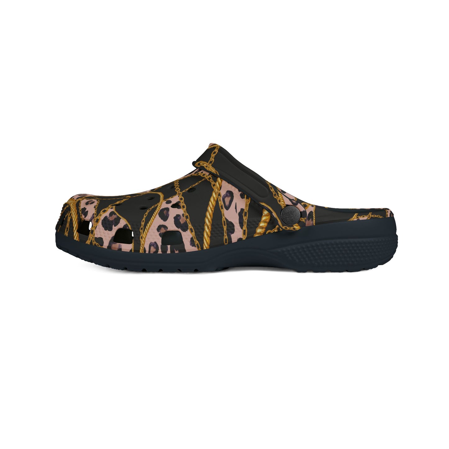 Stylish Leopard Print EVA Foam Shoes with Chain Design