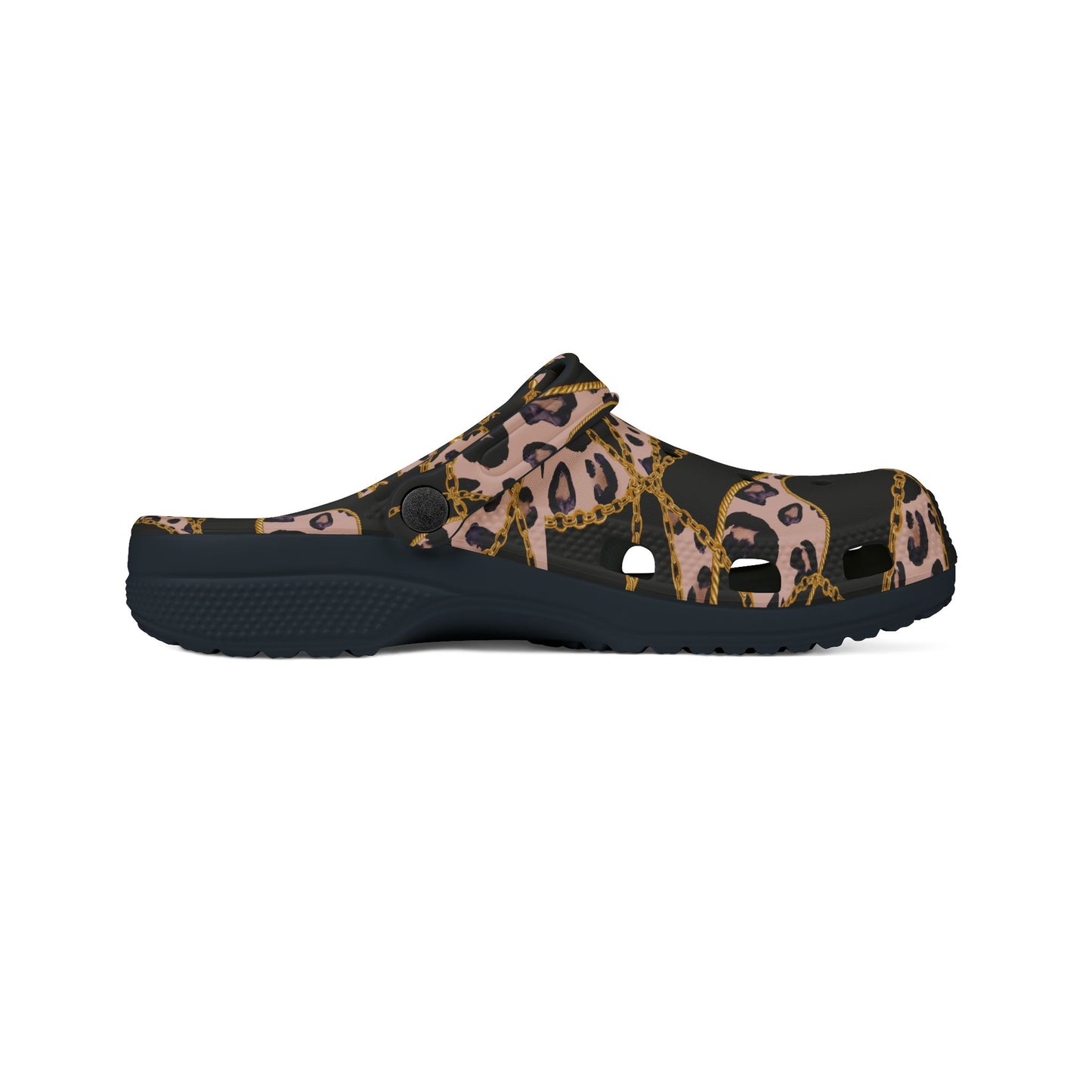 Stylish Leopard Print EVA Foam Shoes with Chain Design