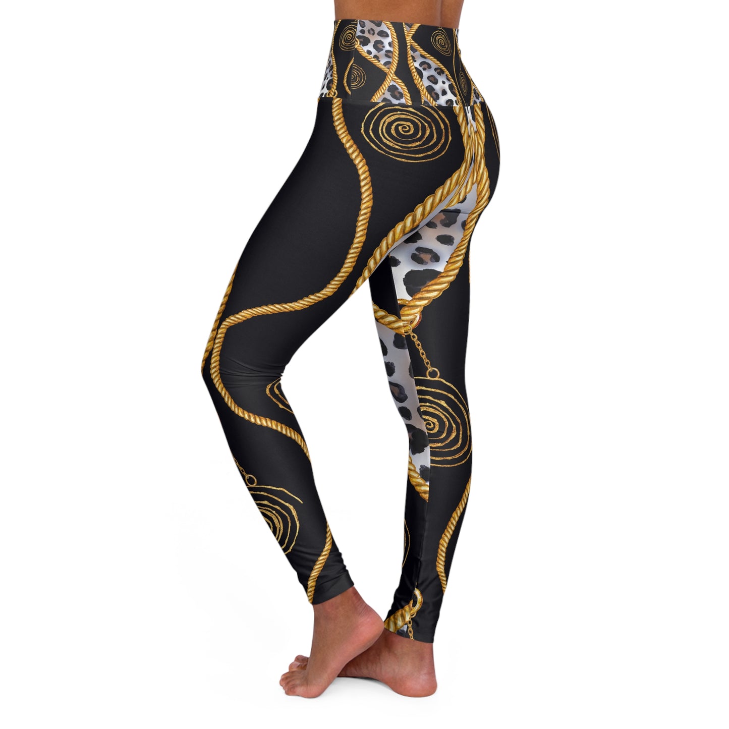 Luxury High Waisted Yoga Leggings with Elegant Animal Print