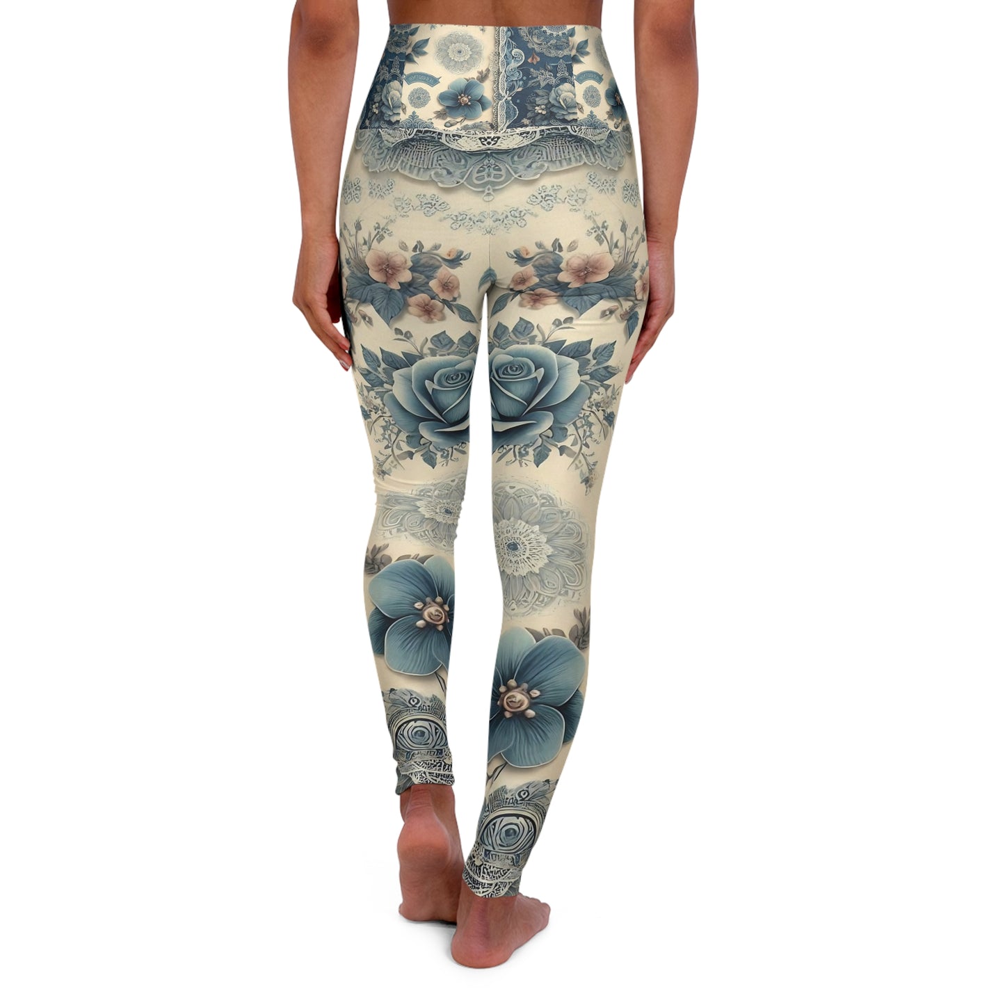 Elegant Floral High Waisted Yoga Leggings - Comfortable Activewear for Yoga & Fitness