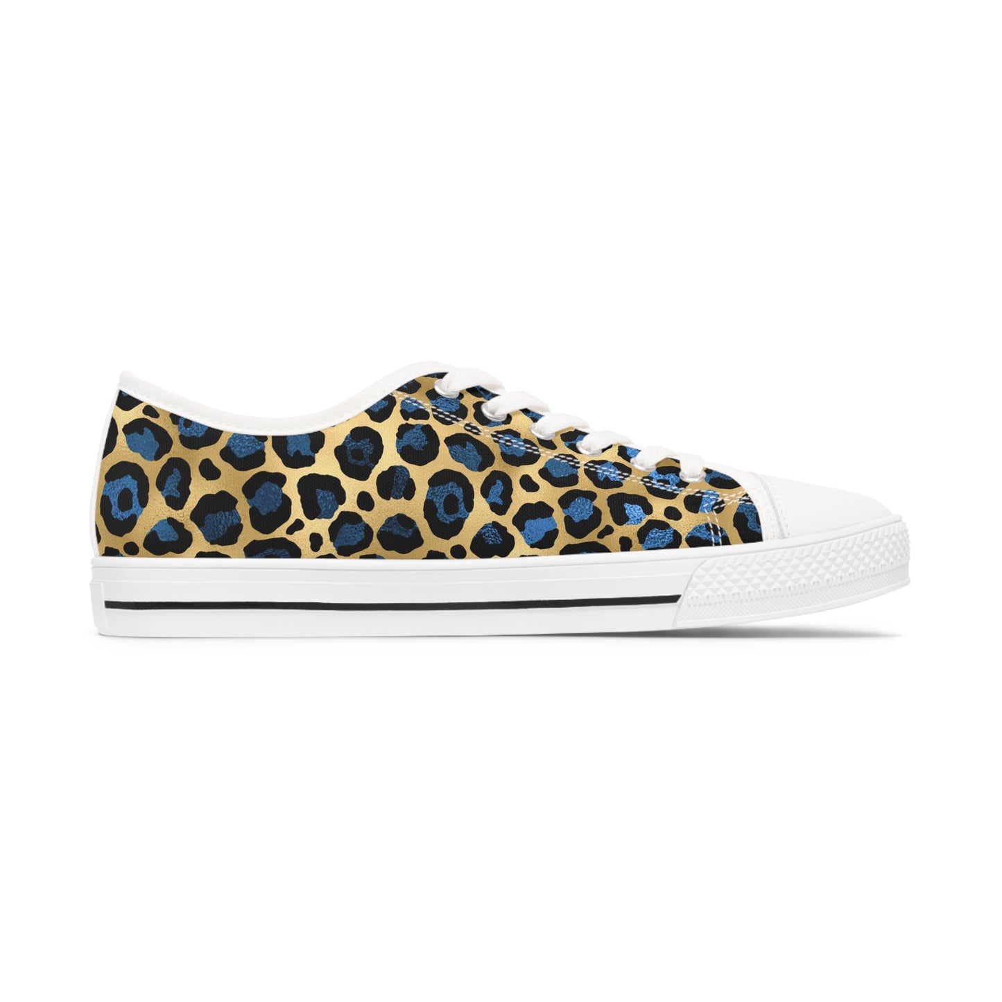 Wildly Stylish Women's Low Top Sneakers - Leopard Print with Blue Accents