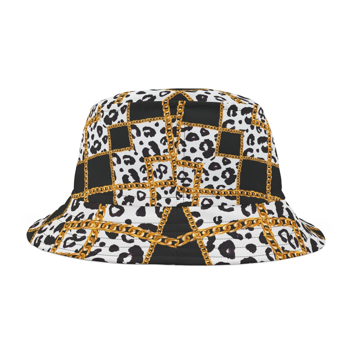 Leopard and Chain Bucket Hat - Bold Animal Print Meets Luxe