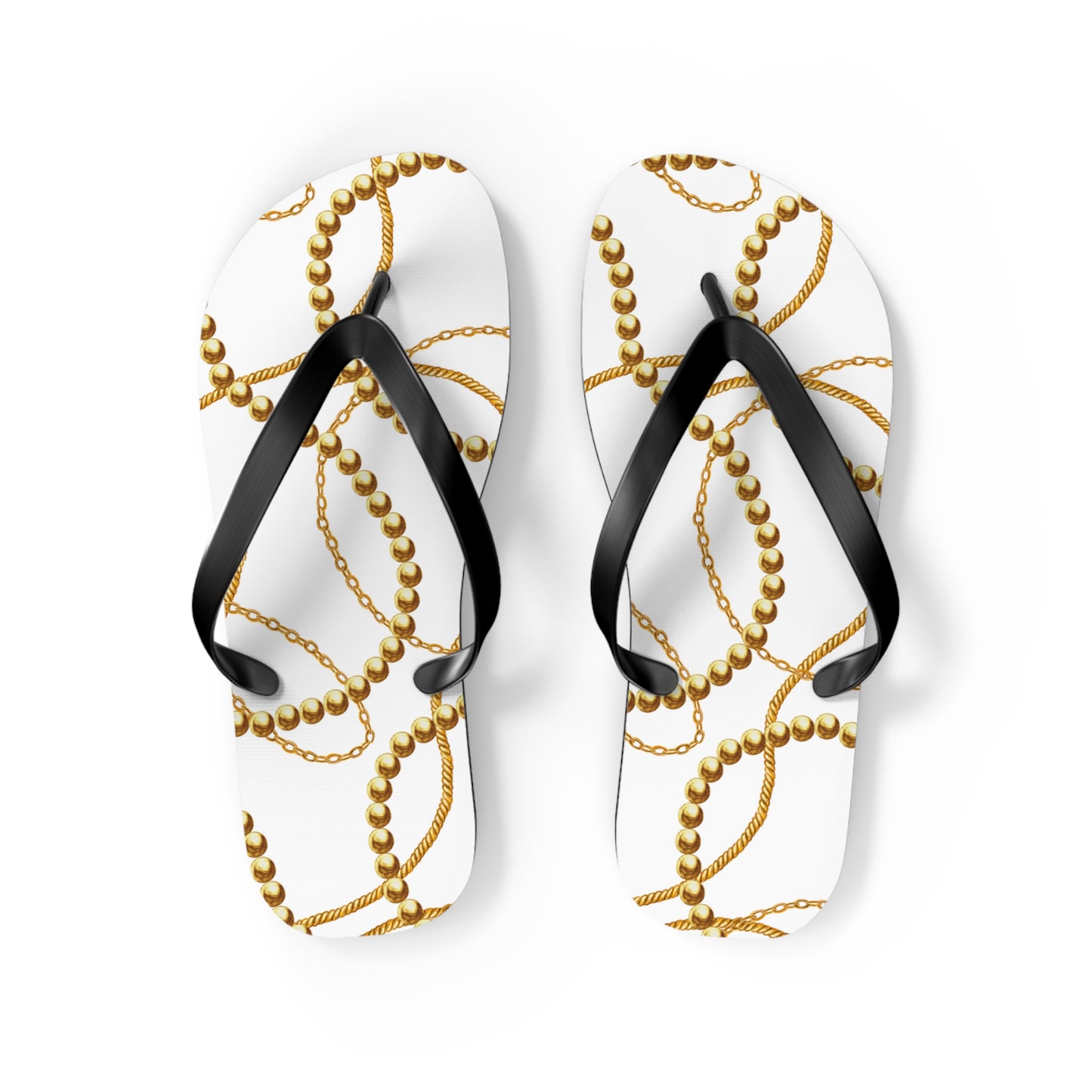 Chic Gold Bead Pattern Flip Flops - Stylish Summer Sandals for Beach & Pool